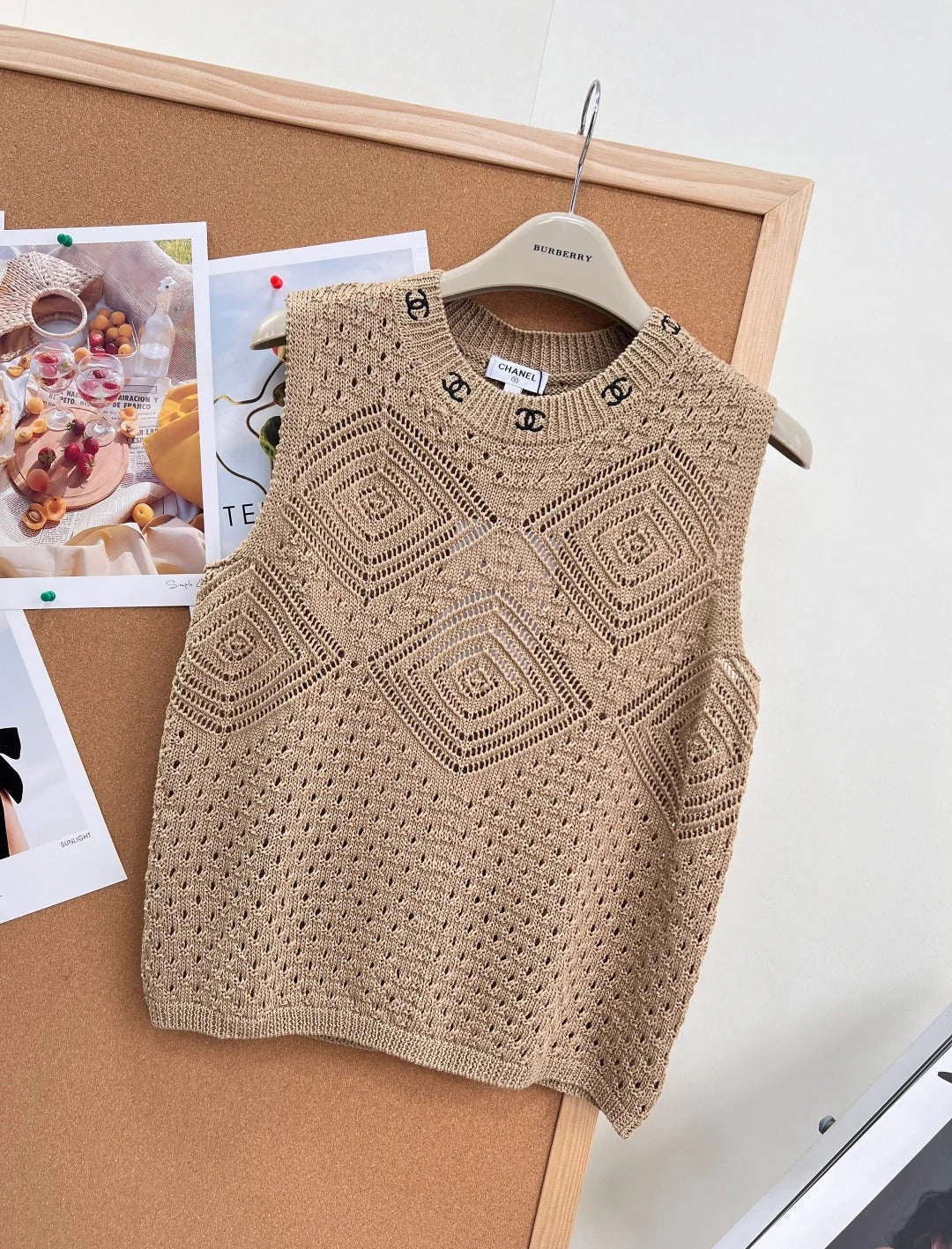 Chanel 2026 Hollow-out Knit Vest Brown Cotton 293348