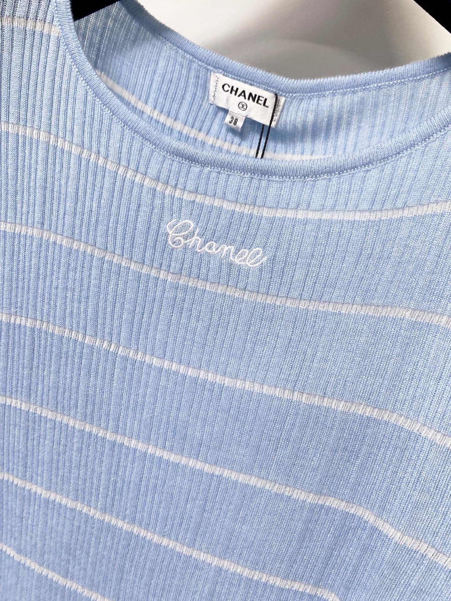 Chanel Short-Sleeve T-Shirt Blue in Wool 305806