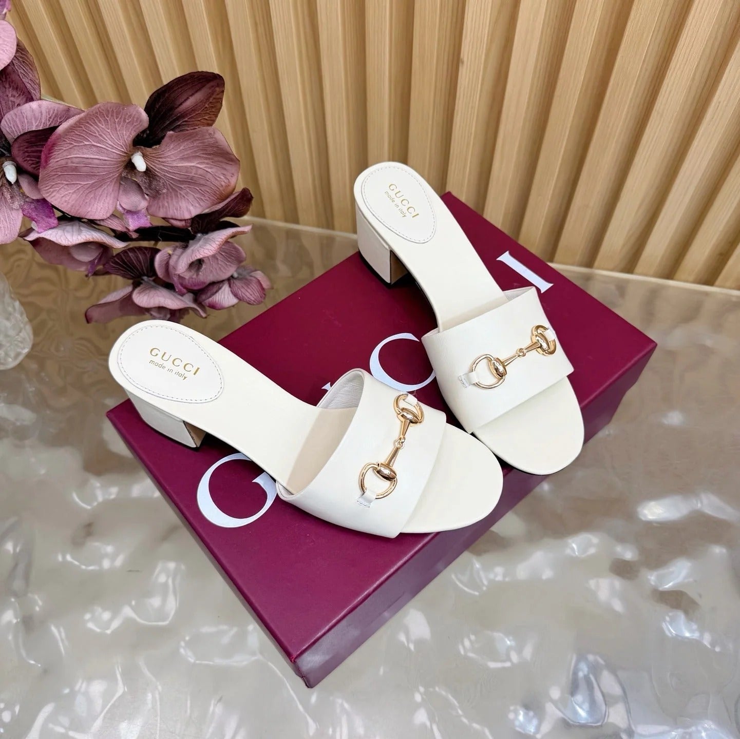 GG 26ss Chunky Heel Sandals 55 Double G Lambskin