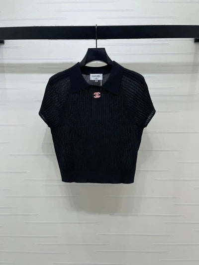 Chanel 2026 Collared Knit Short-Sleeve Shirt Wool 376012