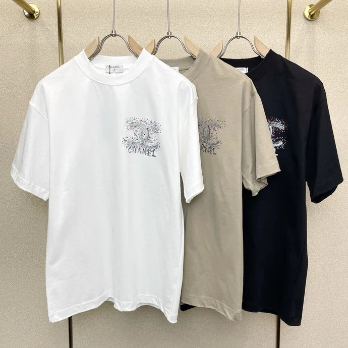 CC 2026 Short Sleeve T-Shirt Rhinestone Cotton 150799