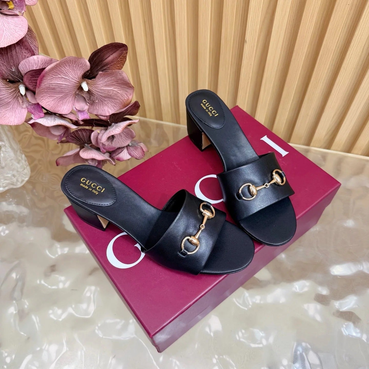 GG 26ss Chunky Heel Sandals 55 Double G Lambskin