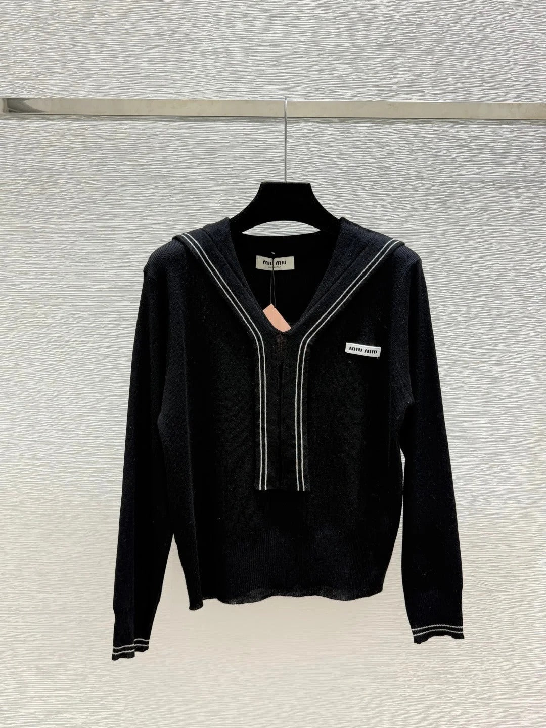 Miumiu 2026 Sailor Collar Knit Long Sleeve Top Wool 794296