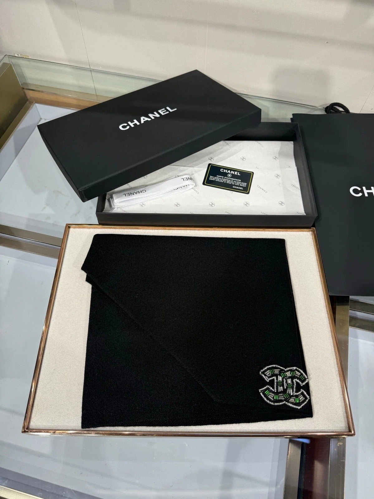 Chanel 2026 Logo CC Triangle Scarf 190cm Wool 217109