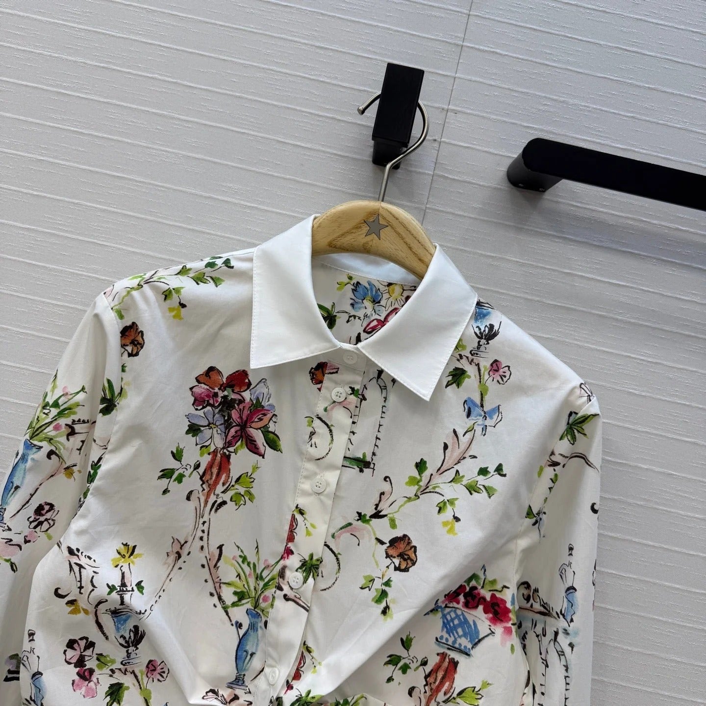 Dior 2026 Floral Print Shirt White Cotton 401995