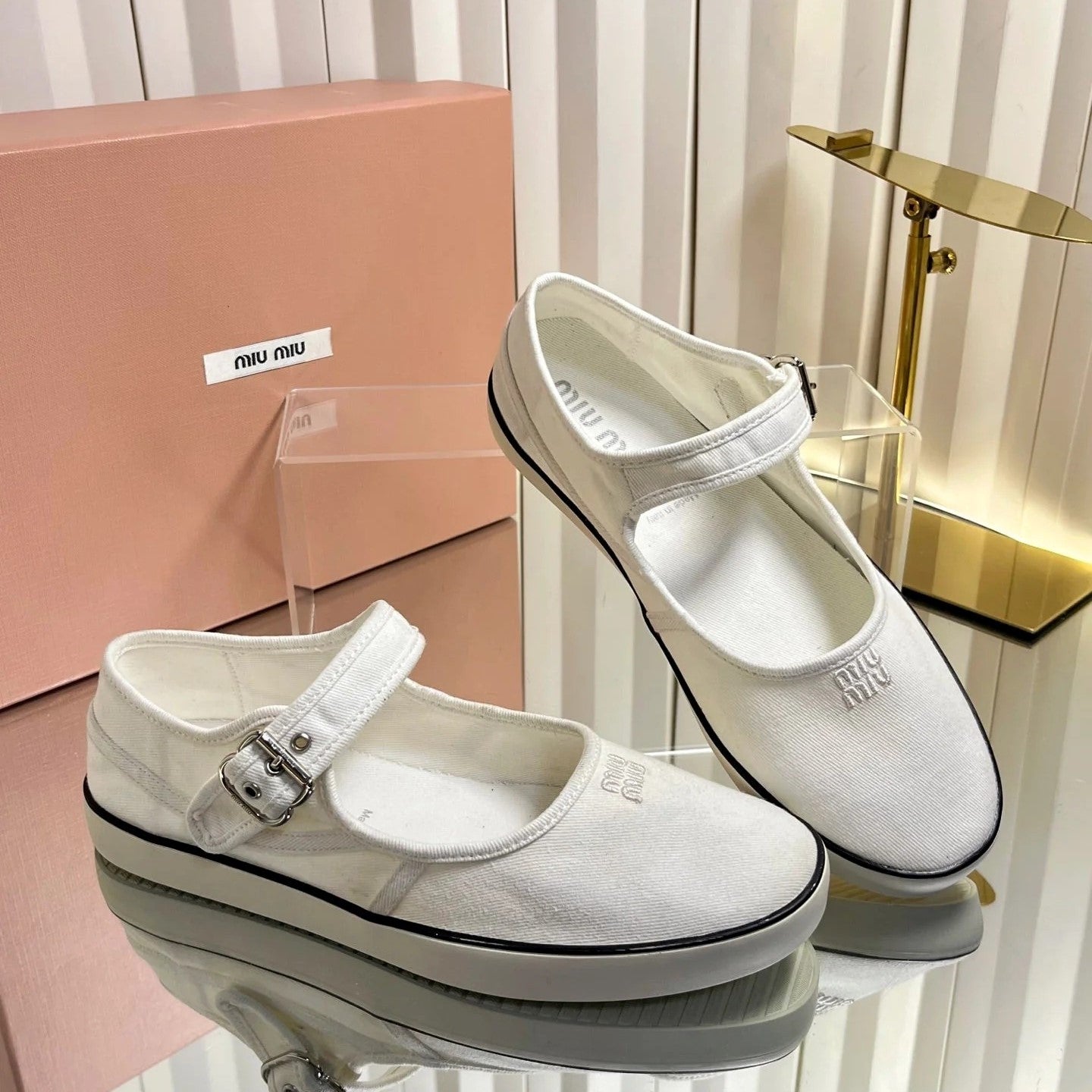 Miumiu 2026 Drill Ballet Flat Canvas 922964