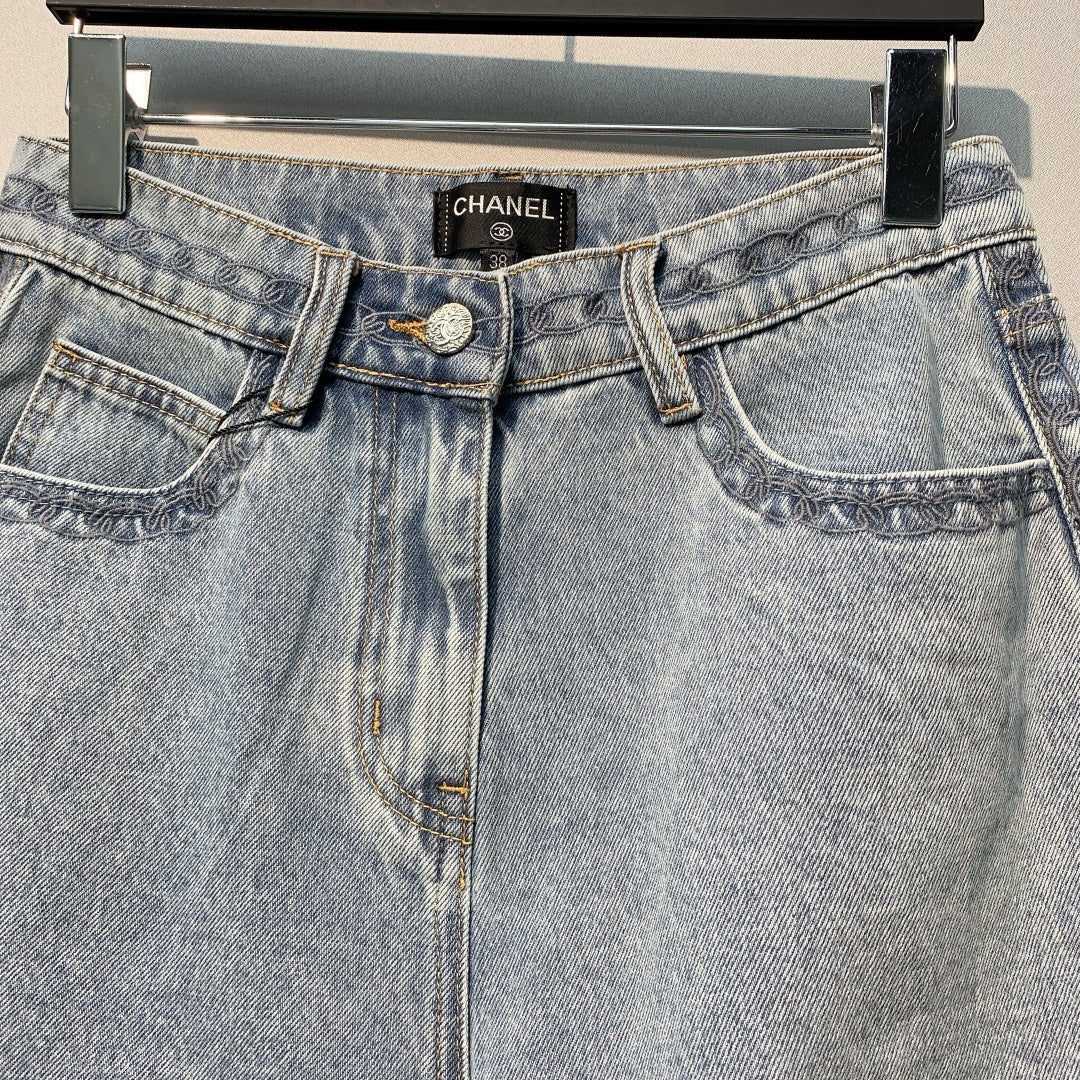 Chanel 2026 High-Waisted Denim Short Blue Cotton 350944