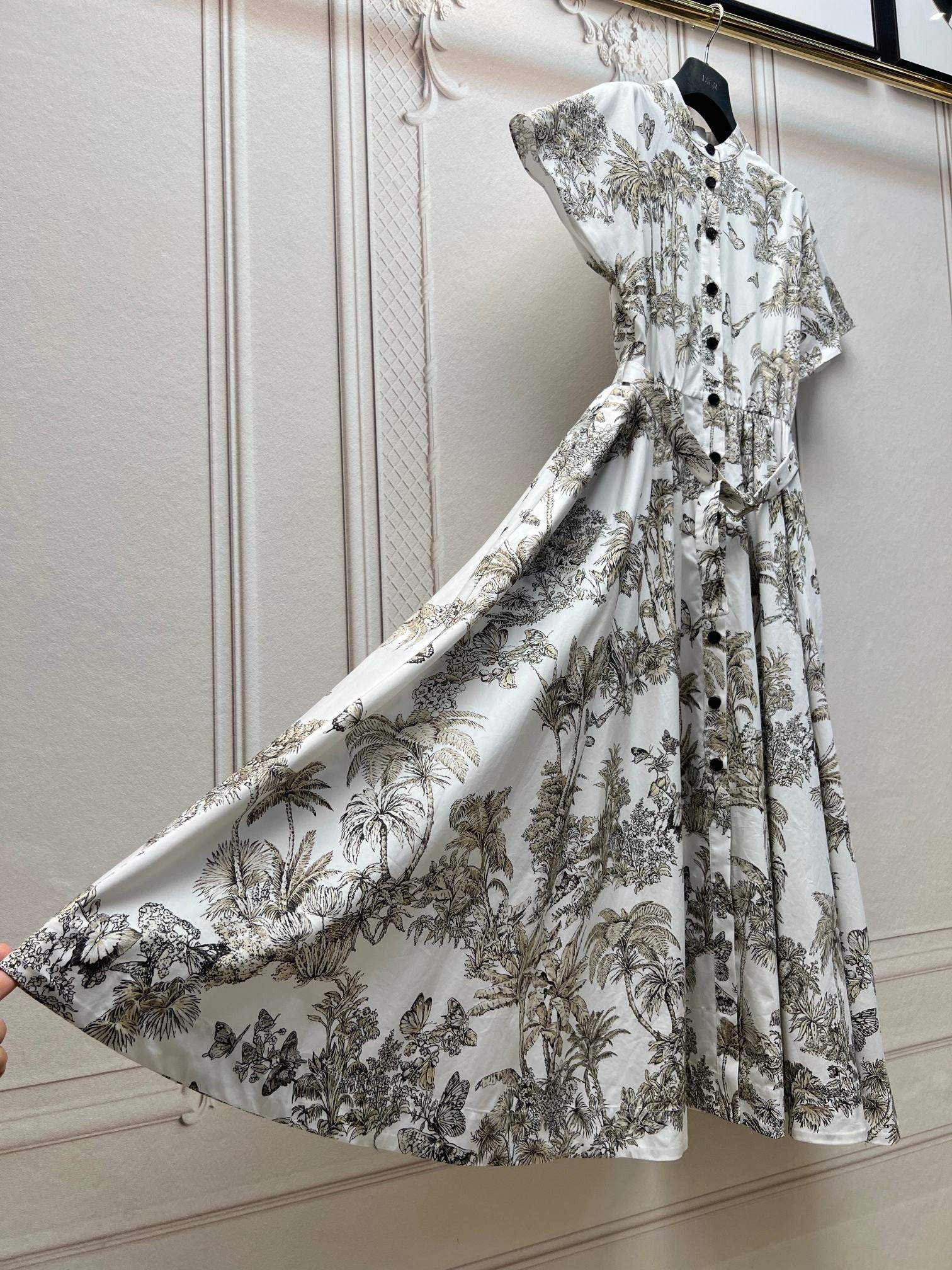 DIOR 25S PRINTED COTTON-SILK DRESS 735