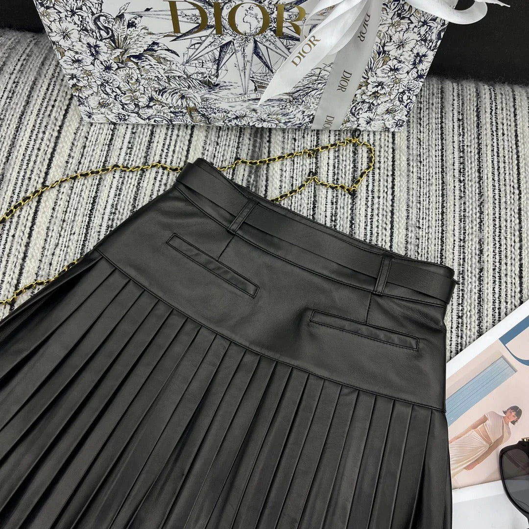 DIOR 25S SHEEPSKIN PLEATED MINI SKIRT 844