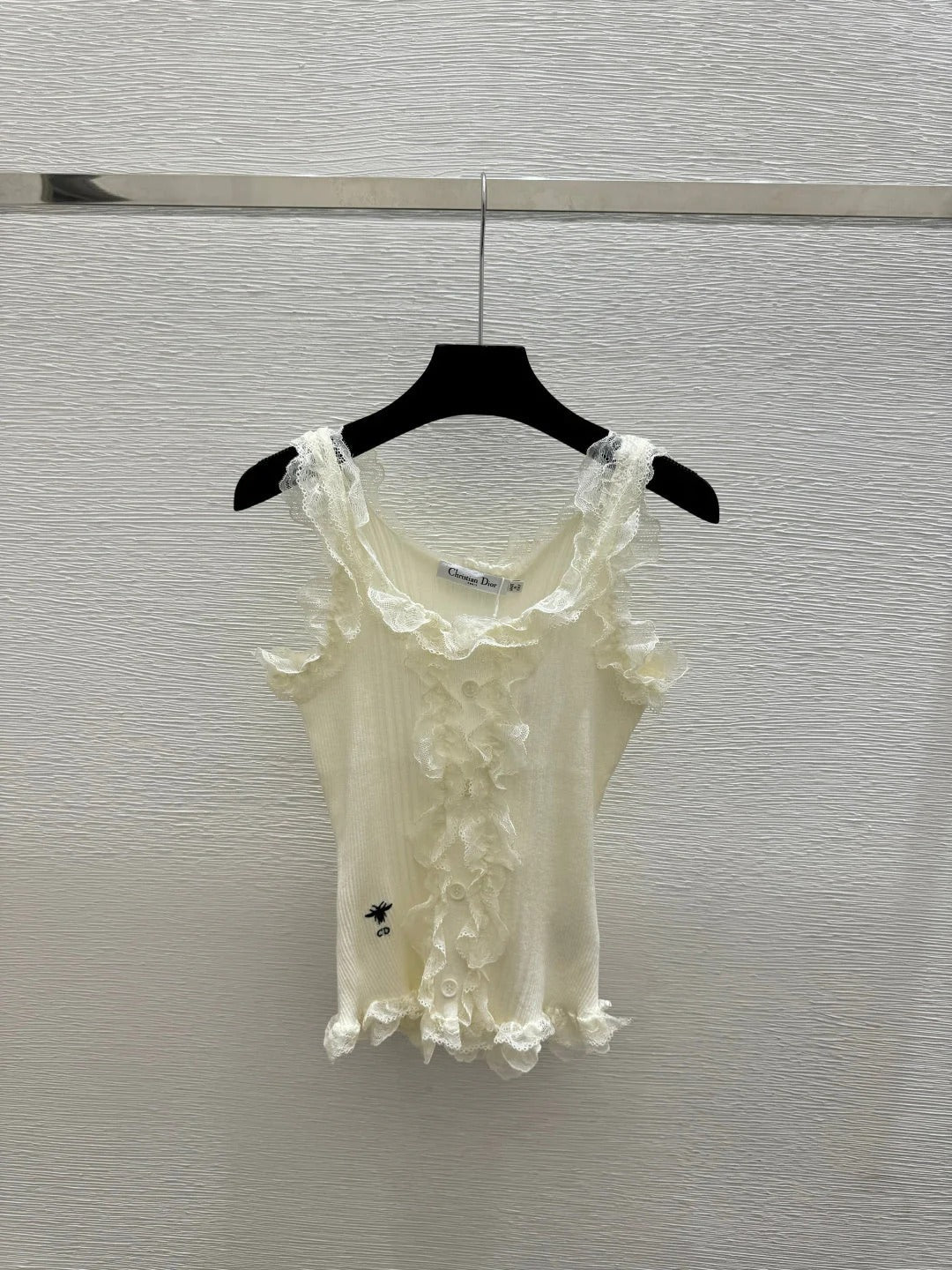 Dior 2026 Ruffled Lace Knitted Vest Cotton Wool 377974
