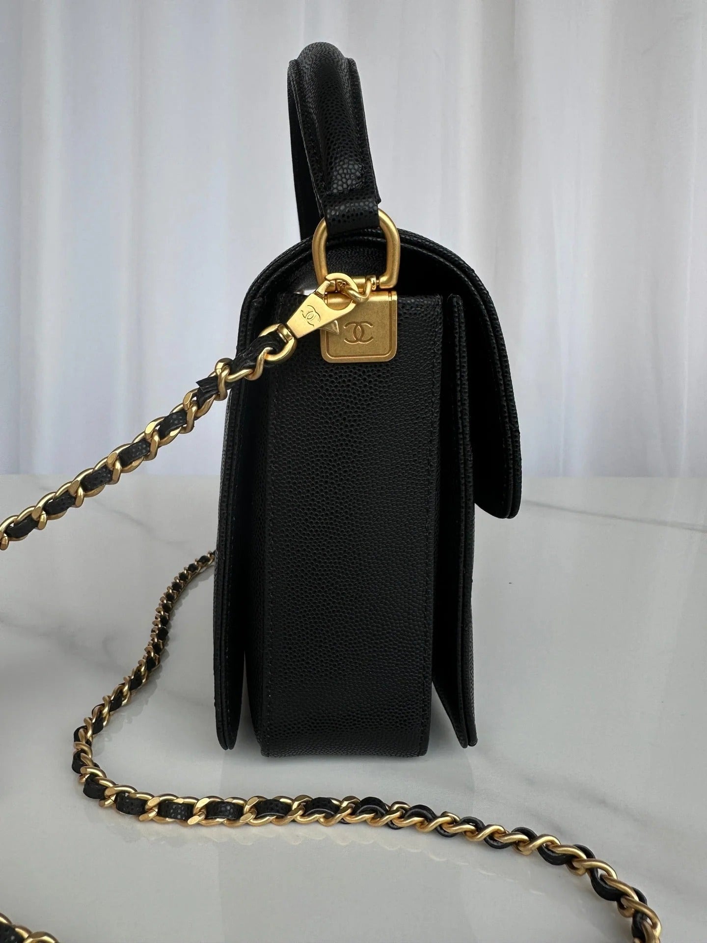 Chanel 2026 Flap Bag with Top Handle Gum-grain Cowhide