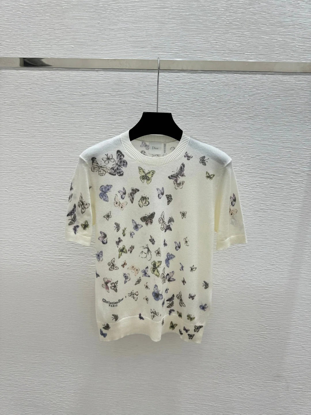 Dior 2026 Butterfly Print Knit Short-Sleeve T-Shirt Wool 355164
