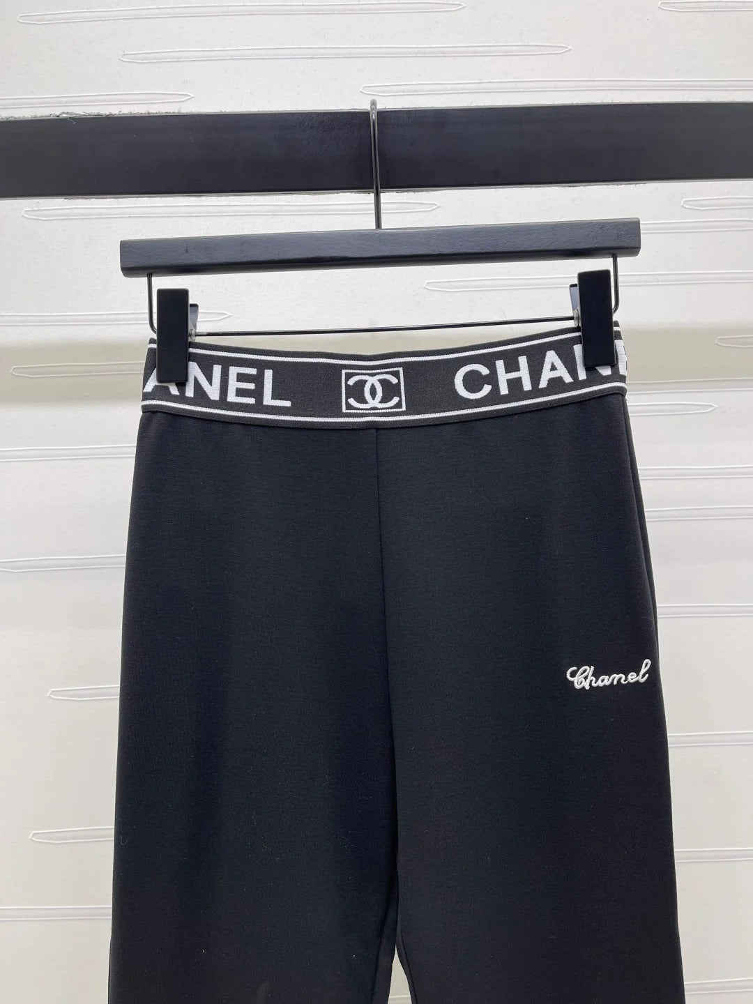 Chanel 2026 Webbing Letter Flared Pant Black White Cotton Polyamide 363365