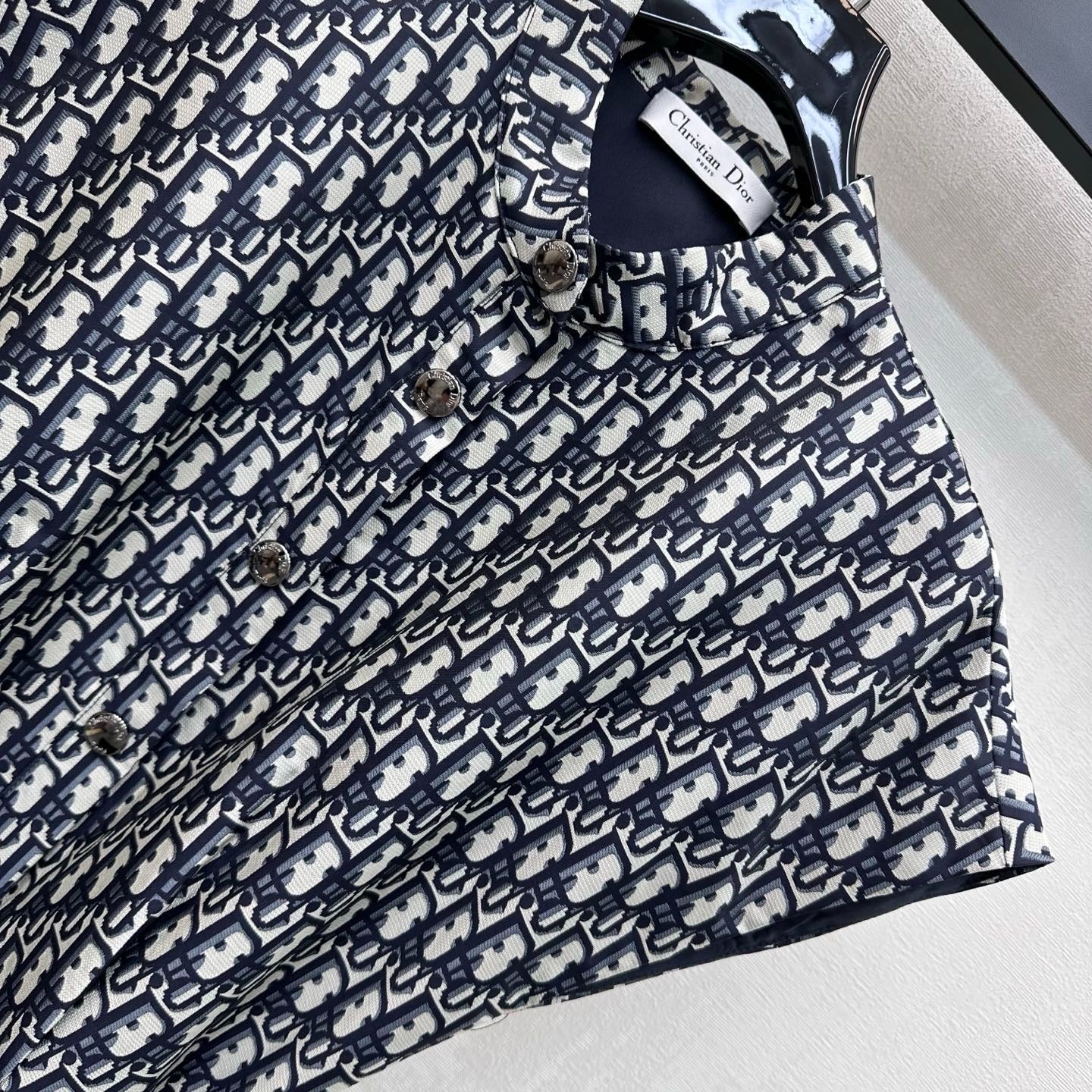 Dior 2026 Jacquard Waistband Dress Blue White Polyester 378703