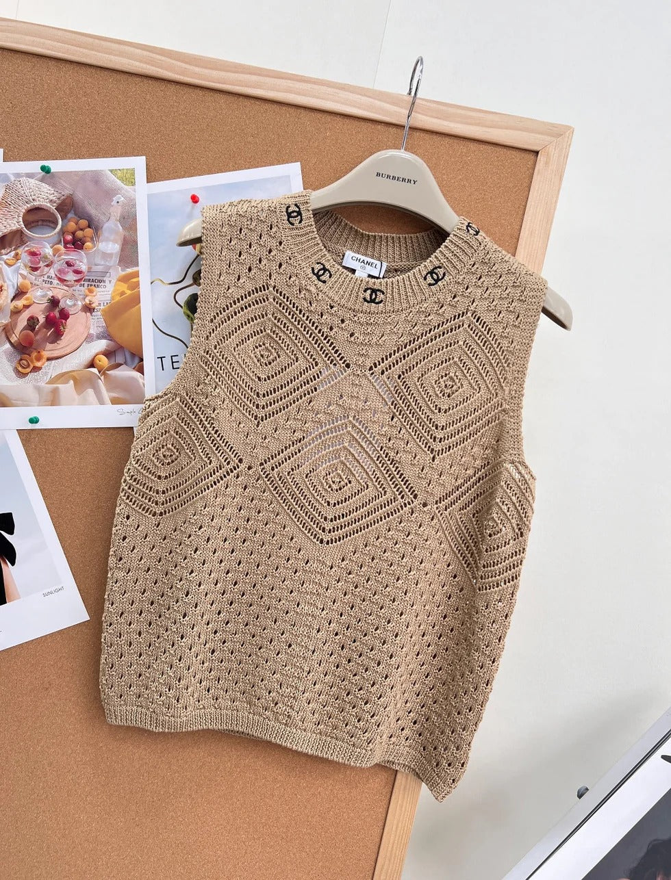 Chanel 2026 Hollow-out Knit Vest Brown Cotton 293348