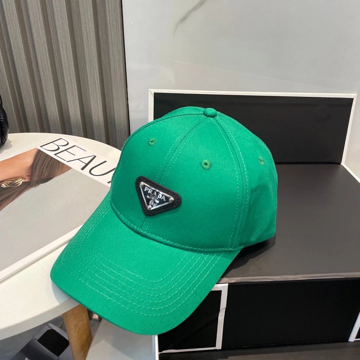 Prada Baseball Cap Brown Green Blue Pink Cotton 229261