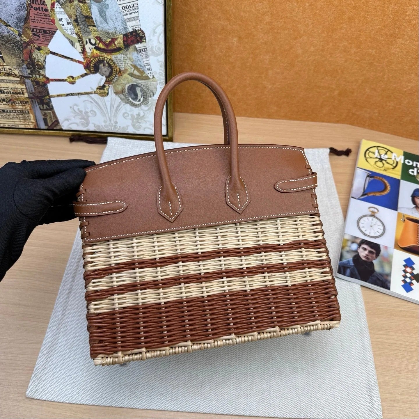 HM 2026 Birkin Picnic Bag 25cm Wicker And Swift Leather