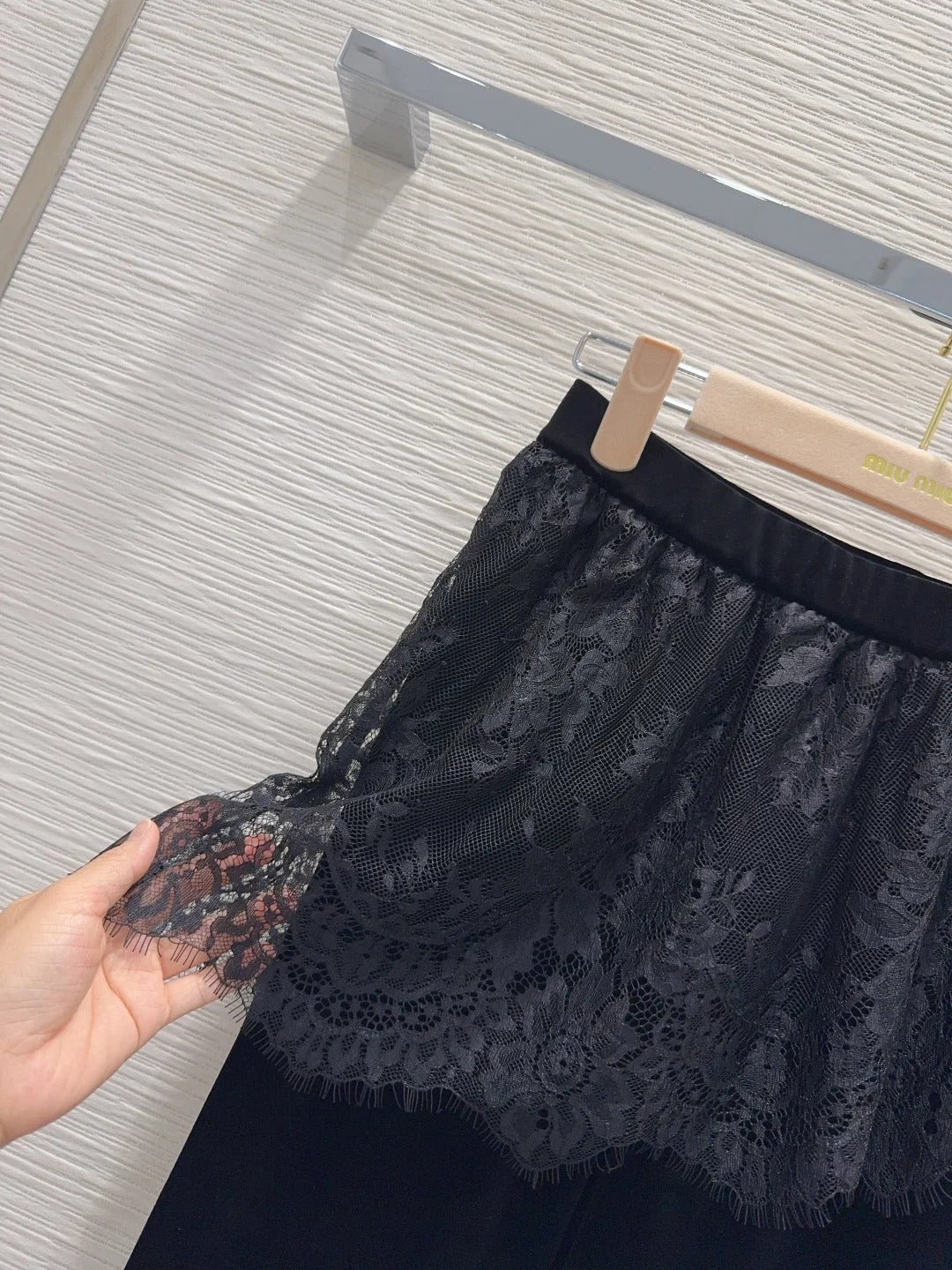 Miumiu 2026 Pant With Lace Black Velvet 827746