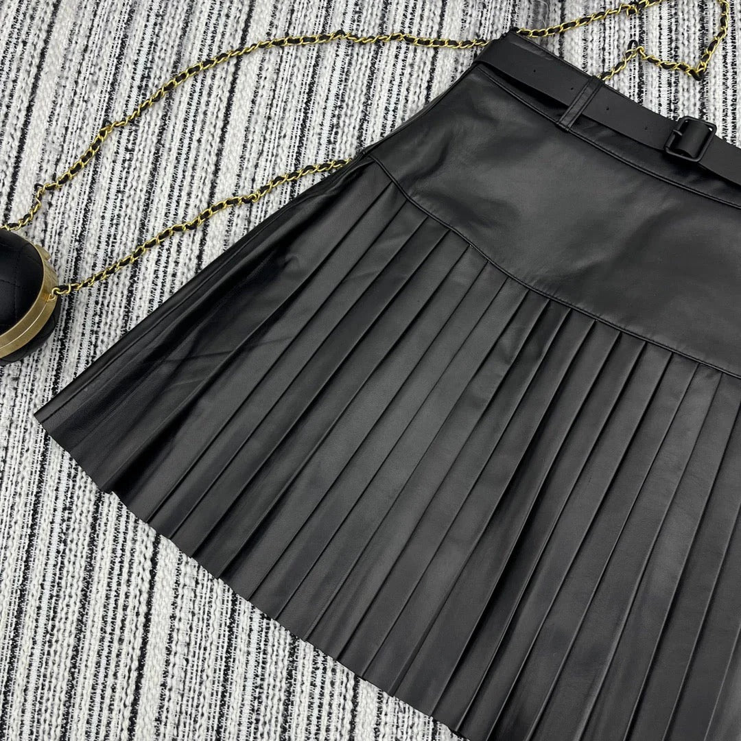 DIOR 25S SHEEPSKIN PLEATED MINI SKIRT 844