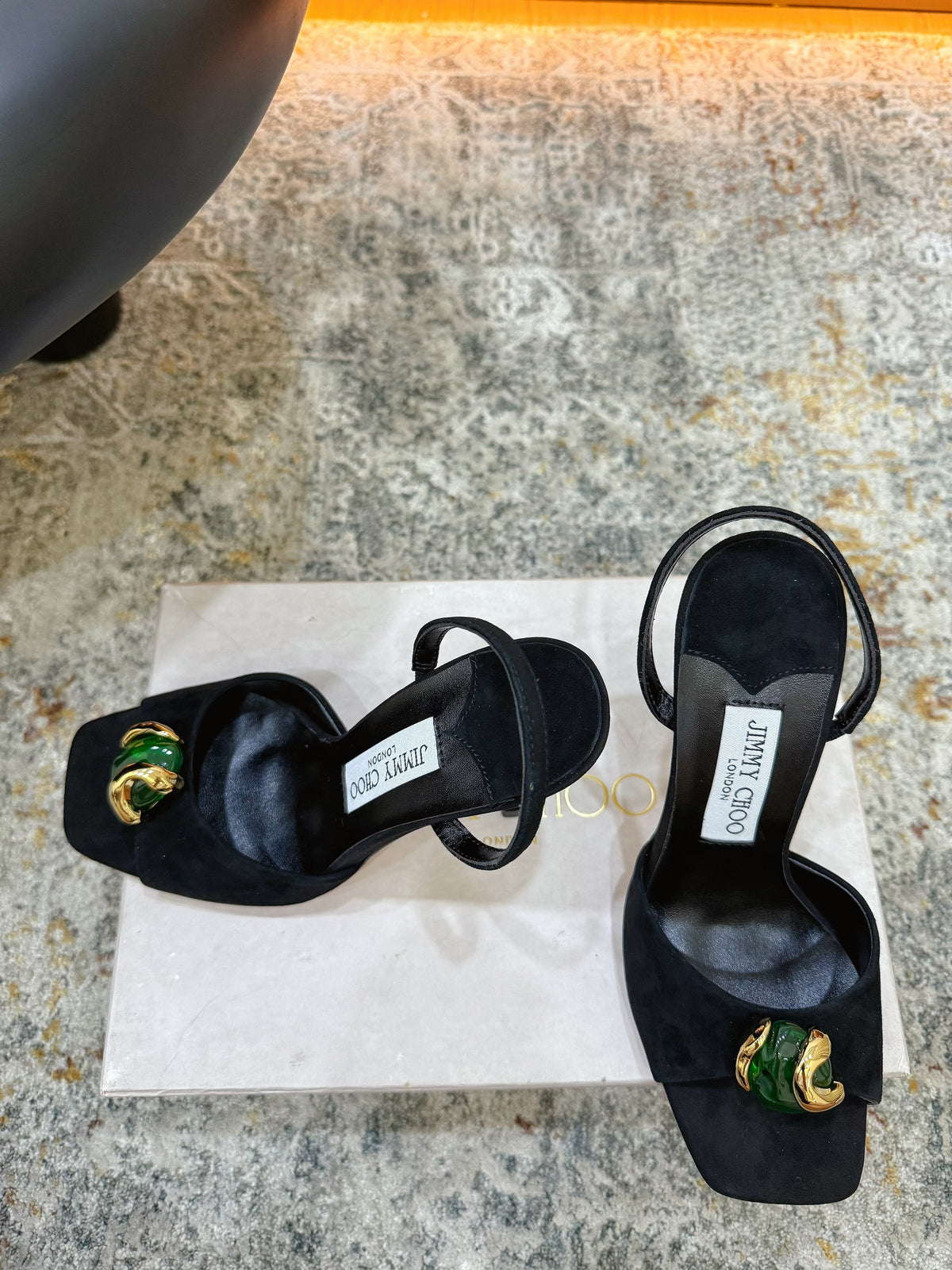 JC 26s Emani 100 Sandals 10cm Black Clover Suede 996788