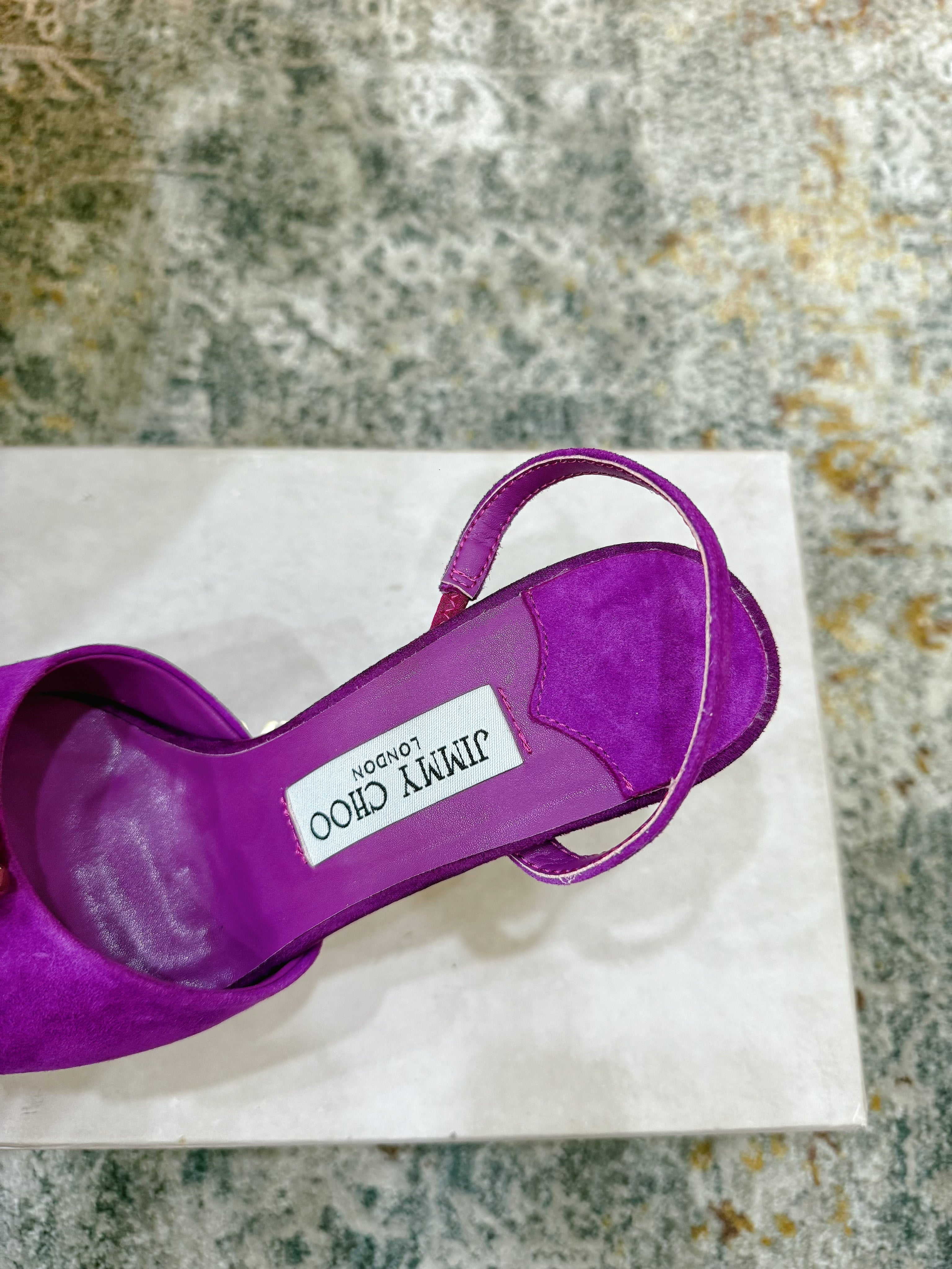 JC 26s Emani 100 Sandals 10cm Violet Orchid Suede