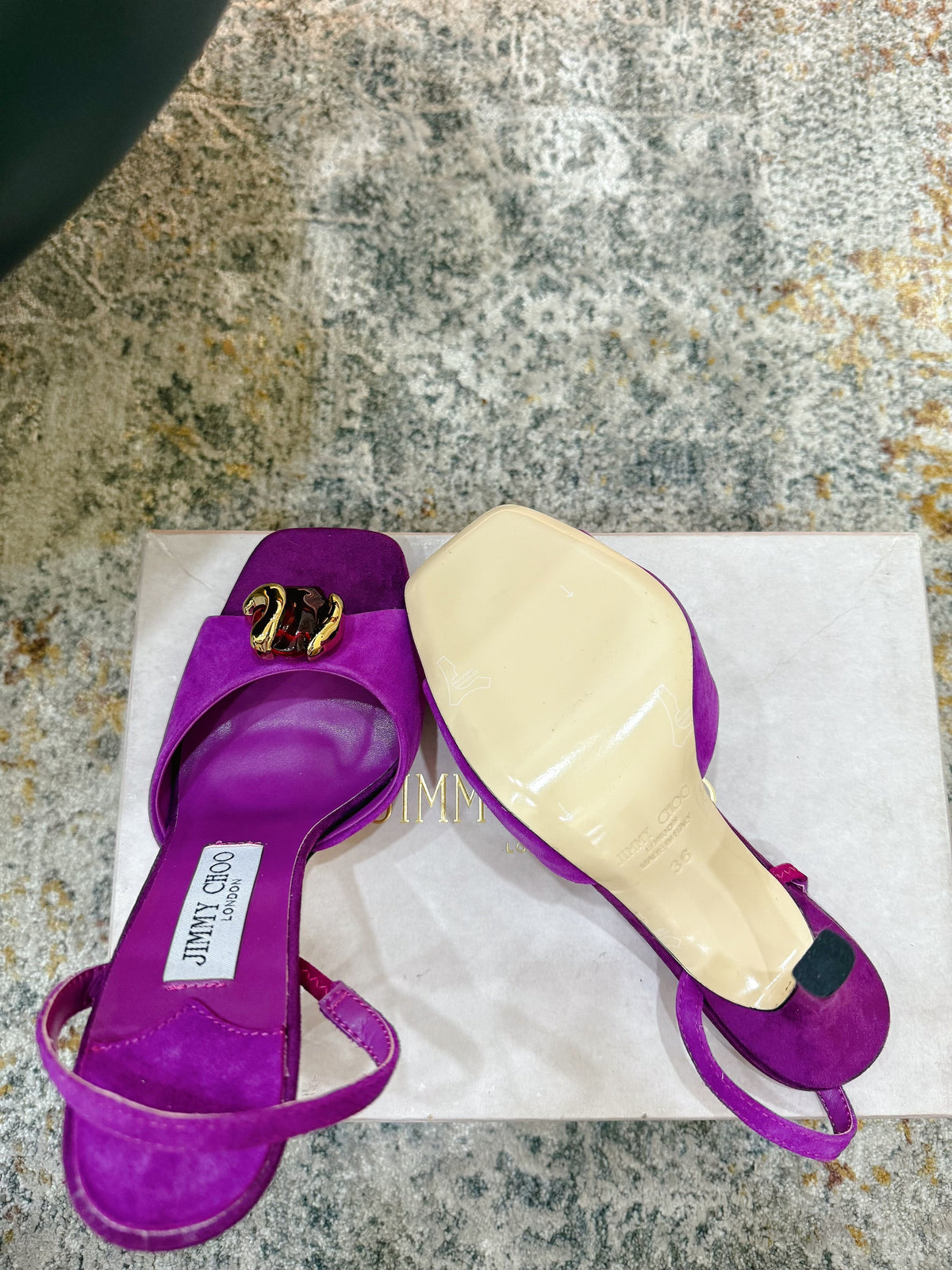 JC 26s Emani 100 Sandals 10cm Violet Orchid Suede