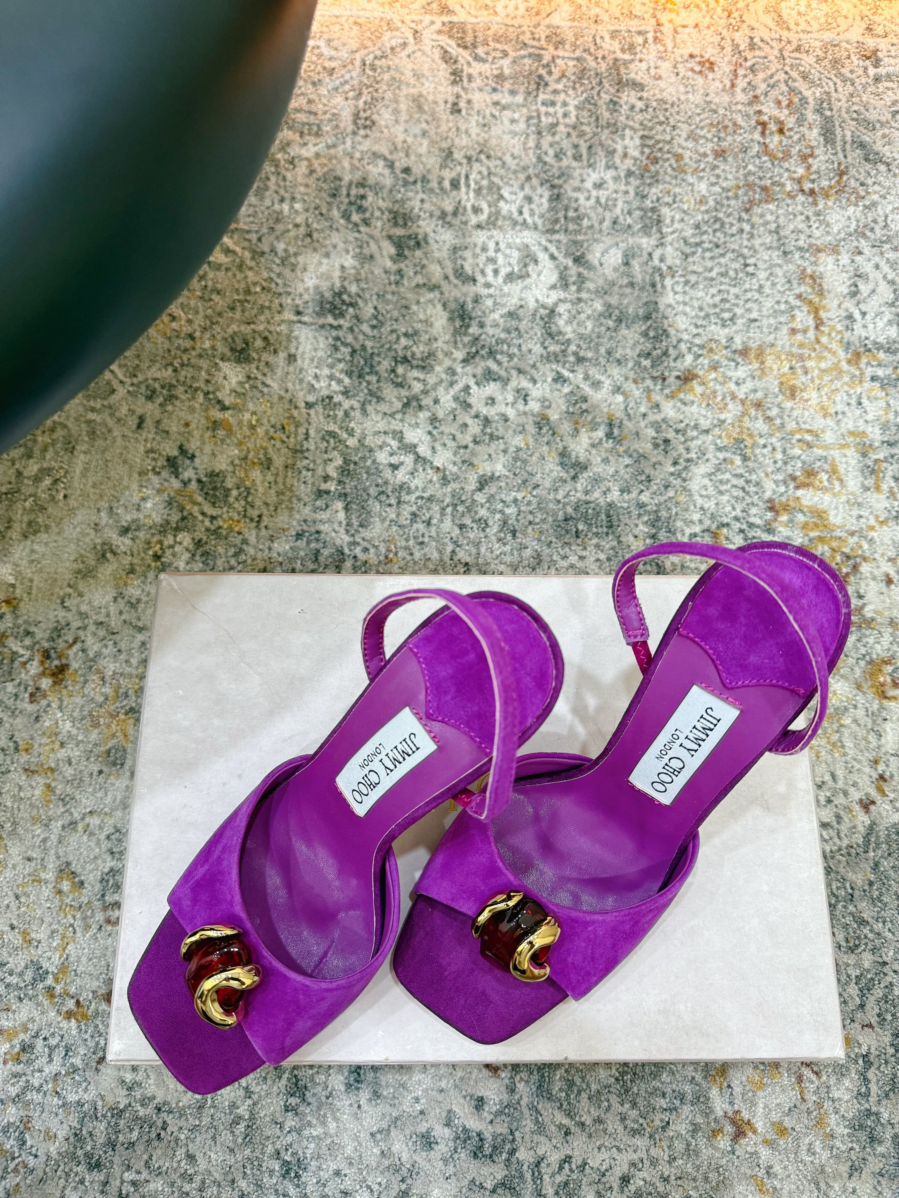 JC 26s Emani 100 Sandals 10cm Violet Orchid Suede