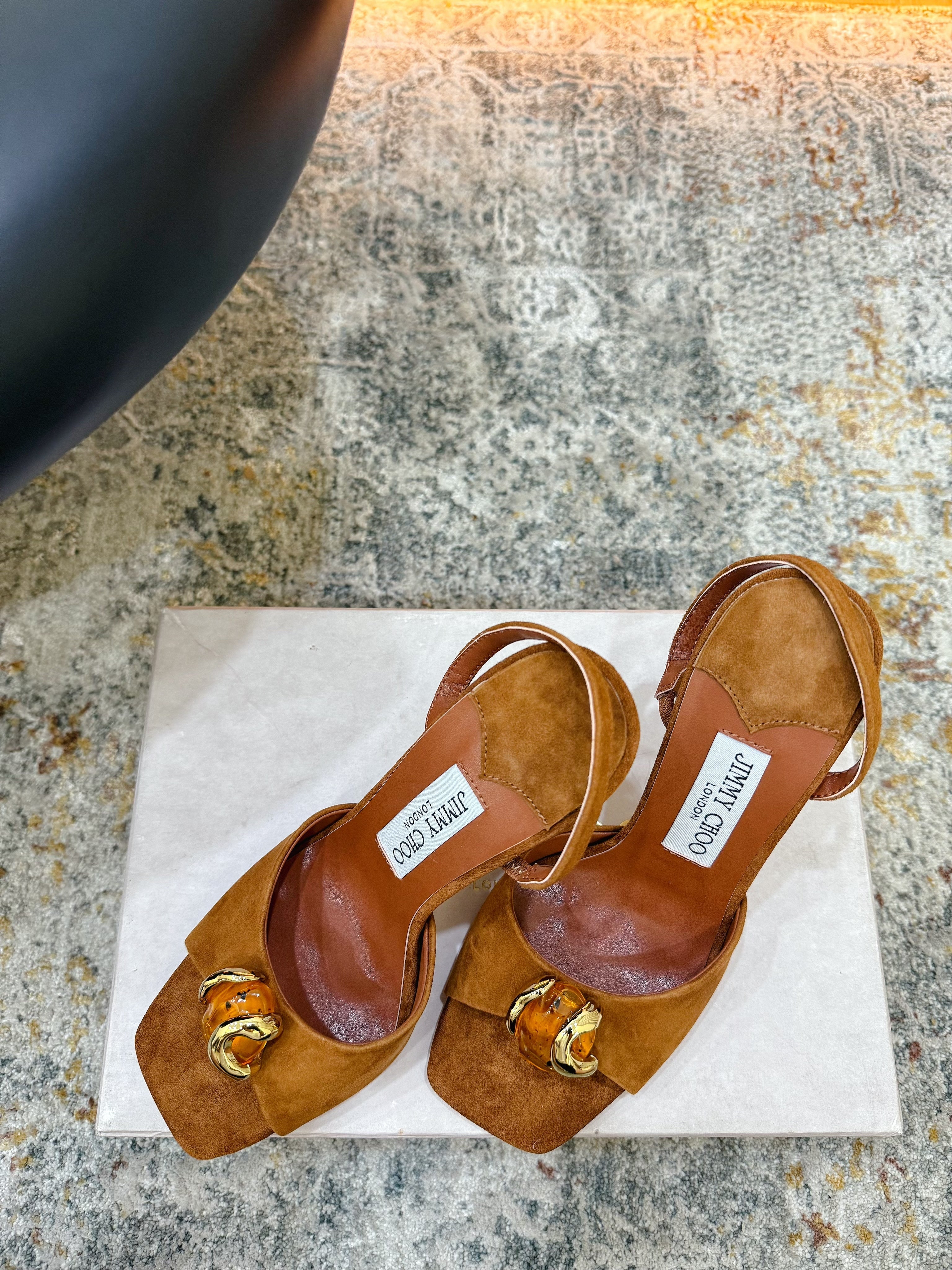 JC 26s Emani 100 Sandals 10cm Tan Suede 996790