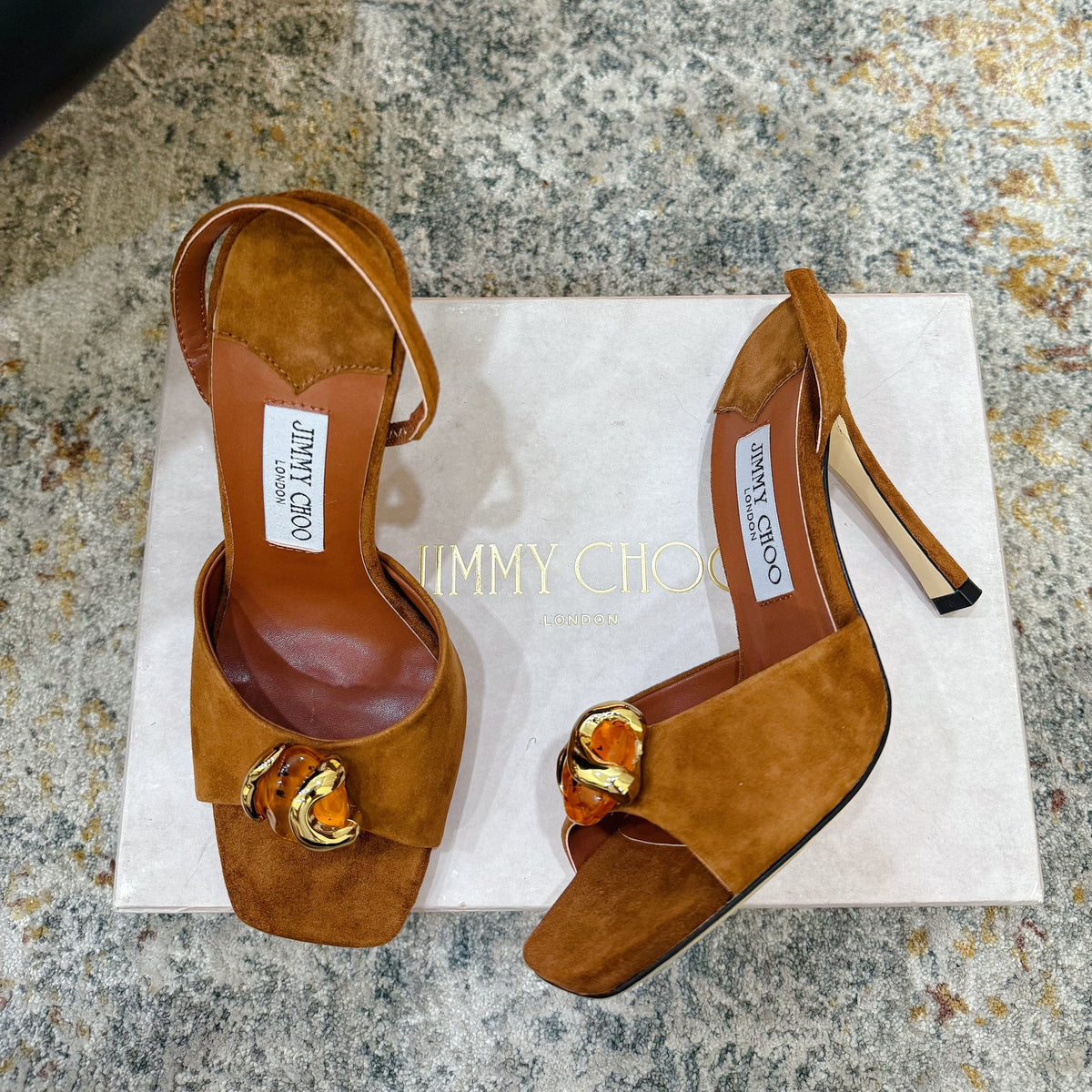 JC 26s Emani 100 Sandals 10cm Tan Suede 996790