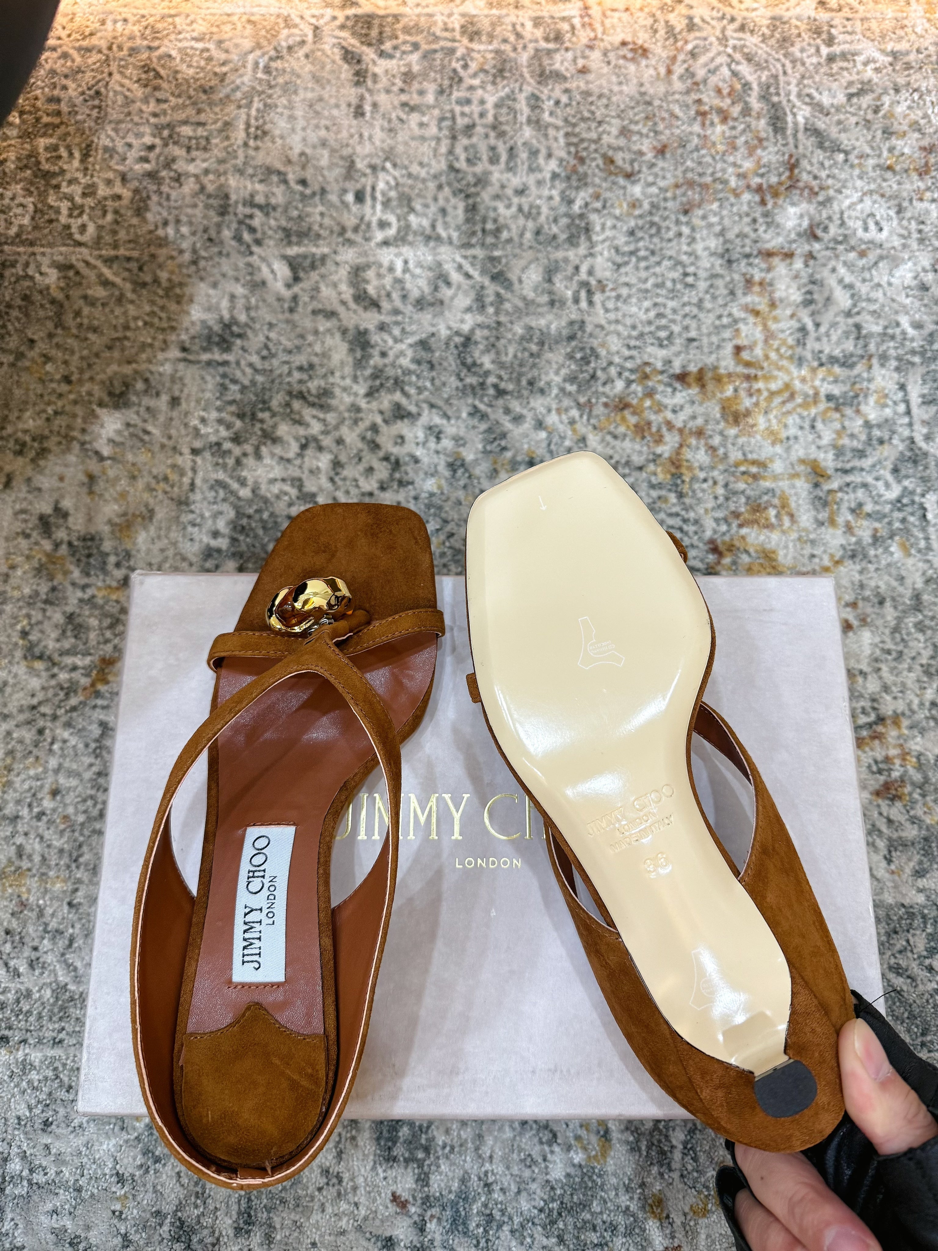 JC 26s Emani Mule 45 Sandals 4cm Tan Suede 996743