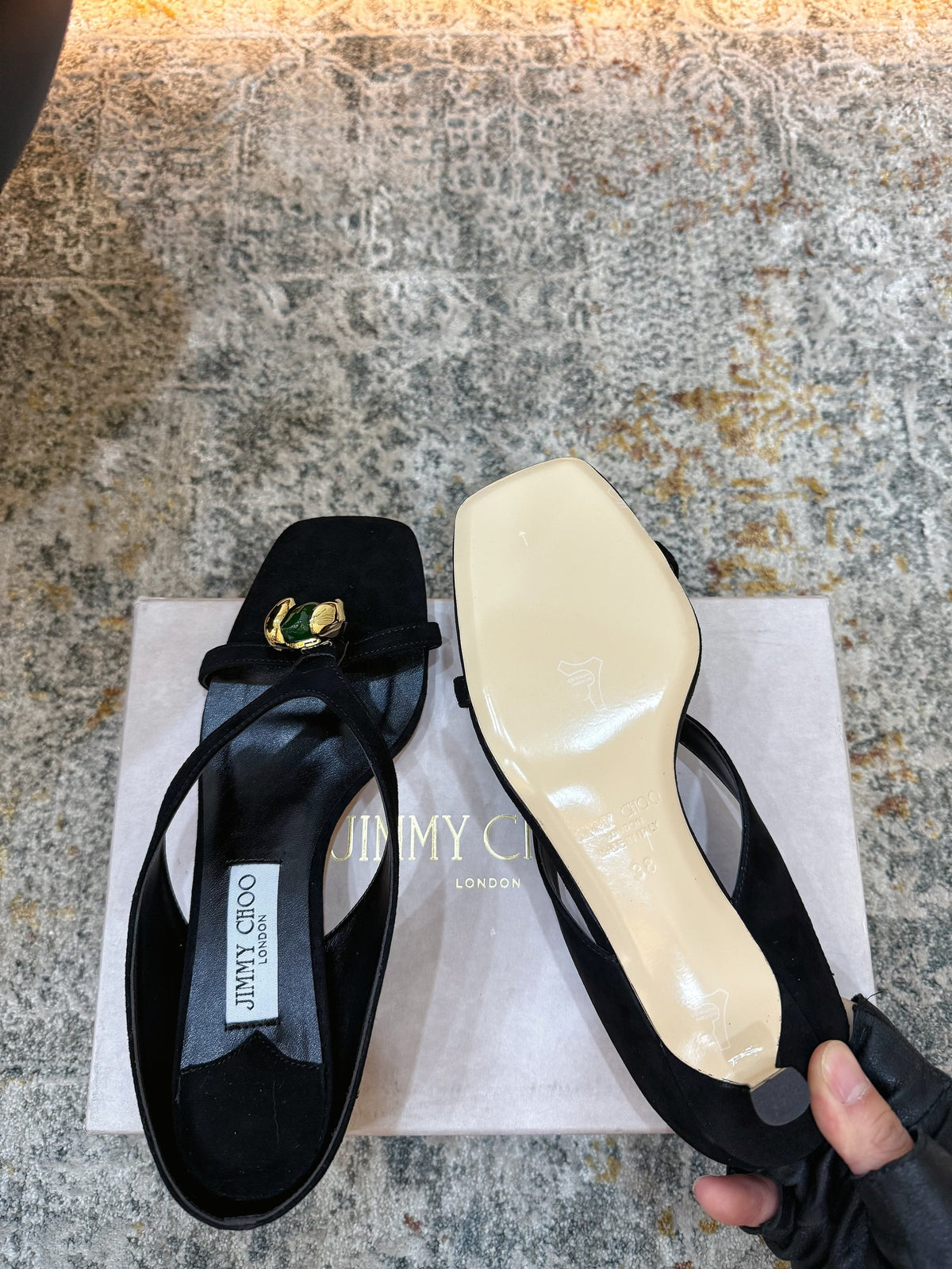 JC 26s Emani Mule 45 Sandals 4cm Black Suede