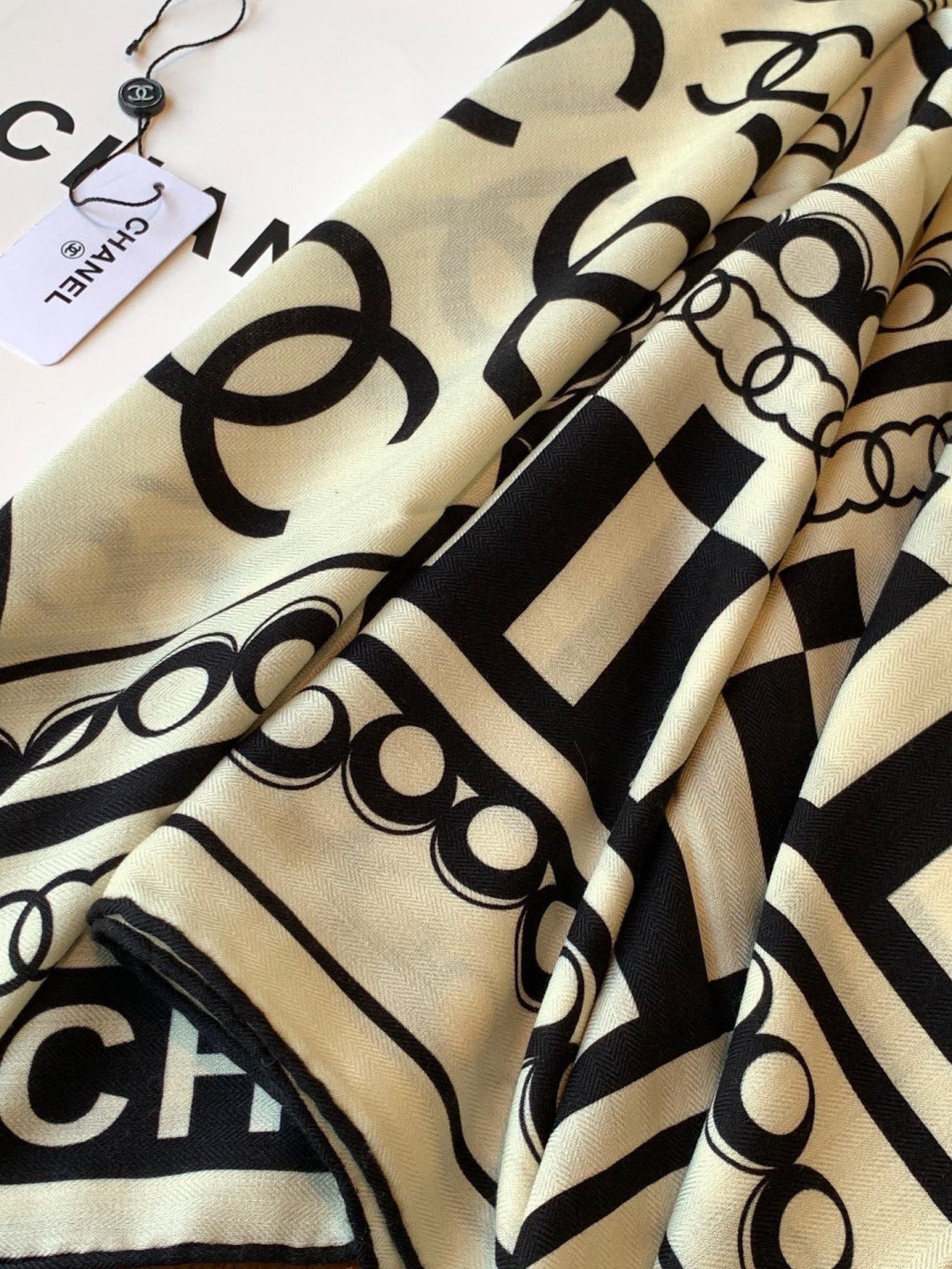Chanel 26s Scarf 140 In Cashmere Silk 306114