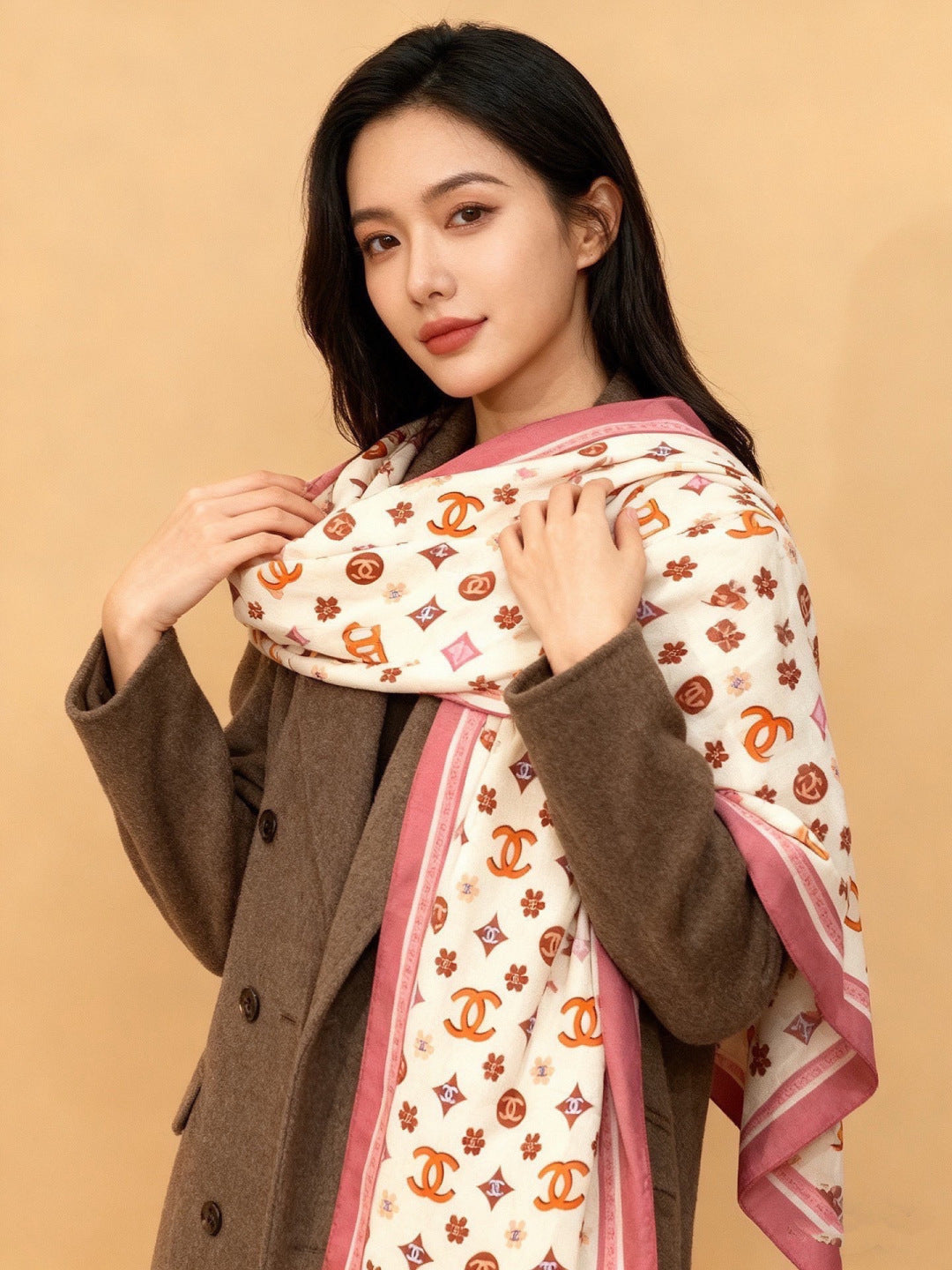Chanel 26s Scarf 140 In Cashmere Silk 306123