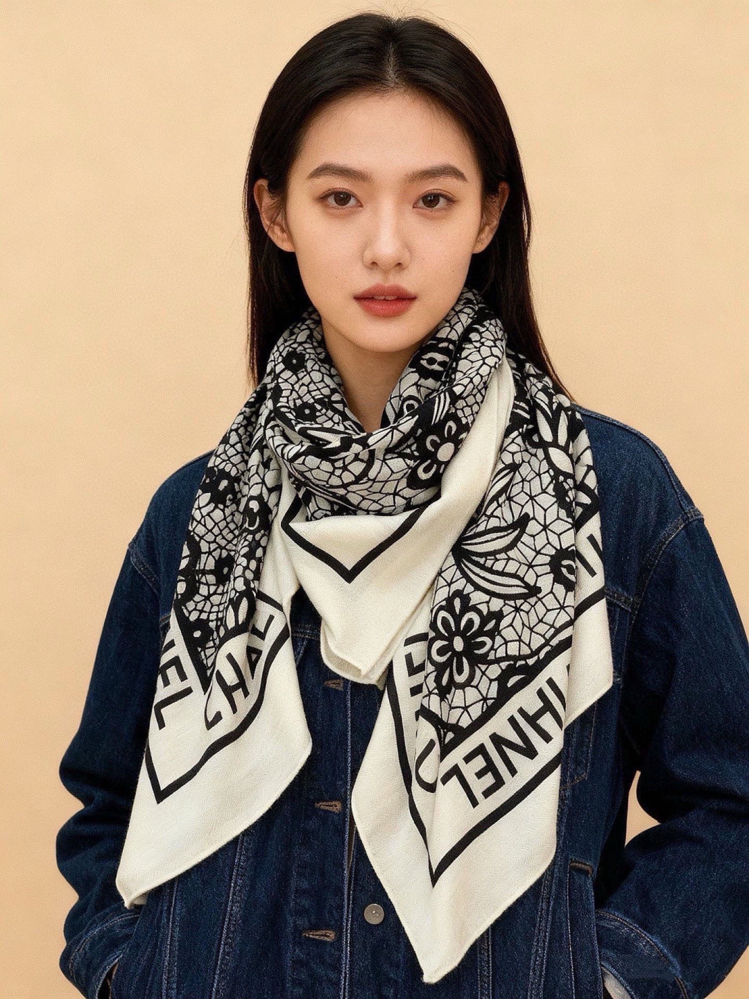 Chanel 26s Scarf 140 In Cashmere Silk 306134