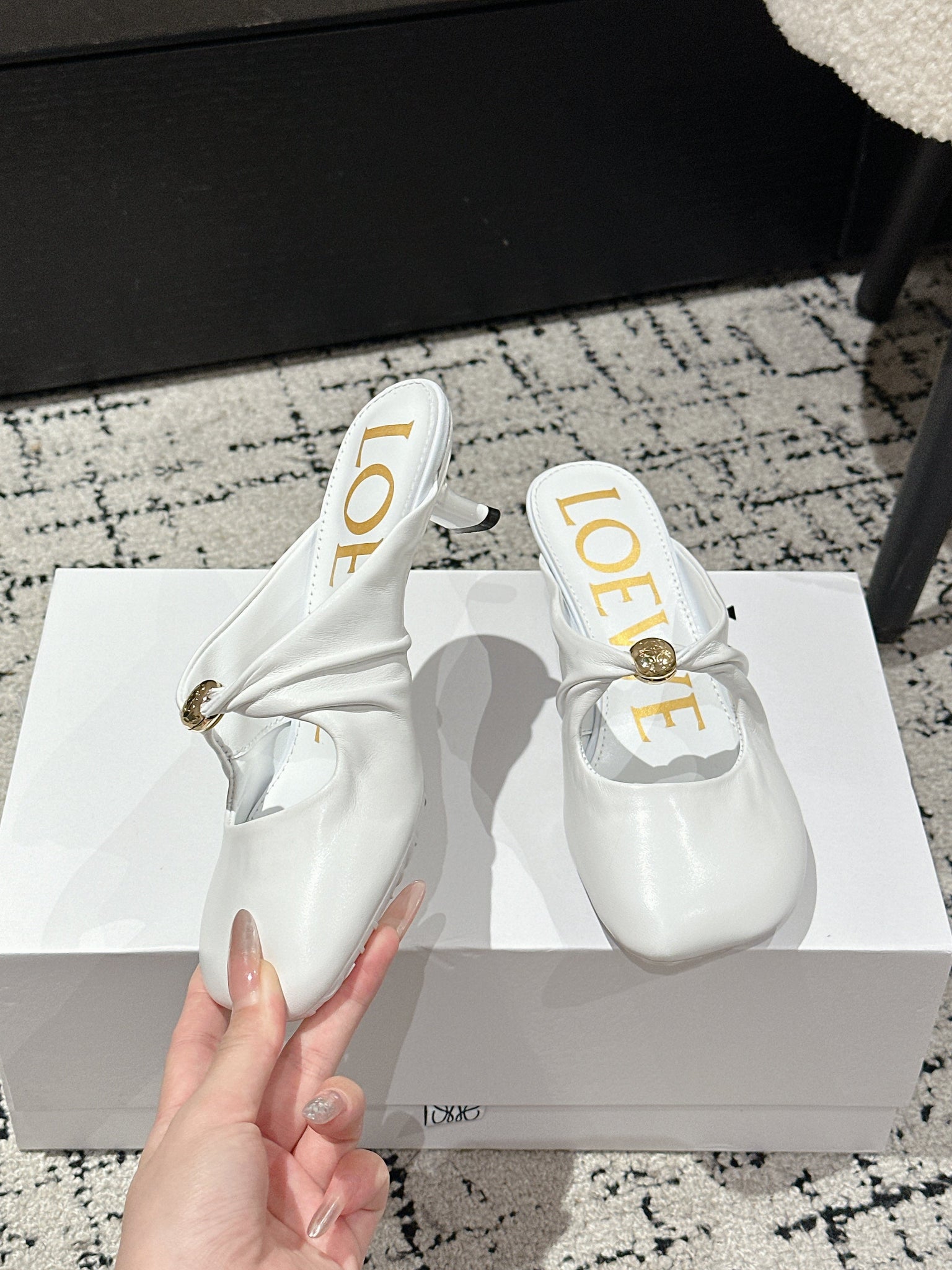 Chloé 26S High-Heeled Mules in White Calfskin