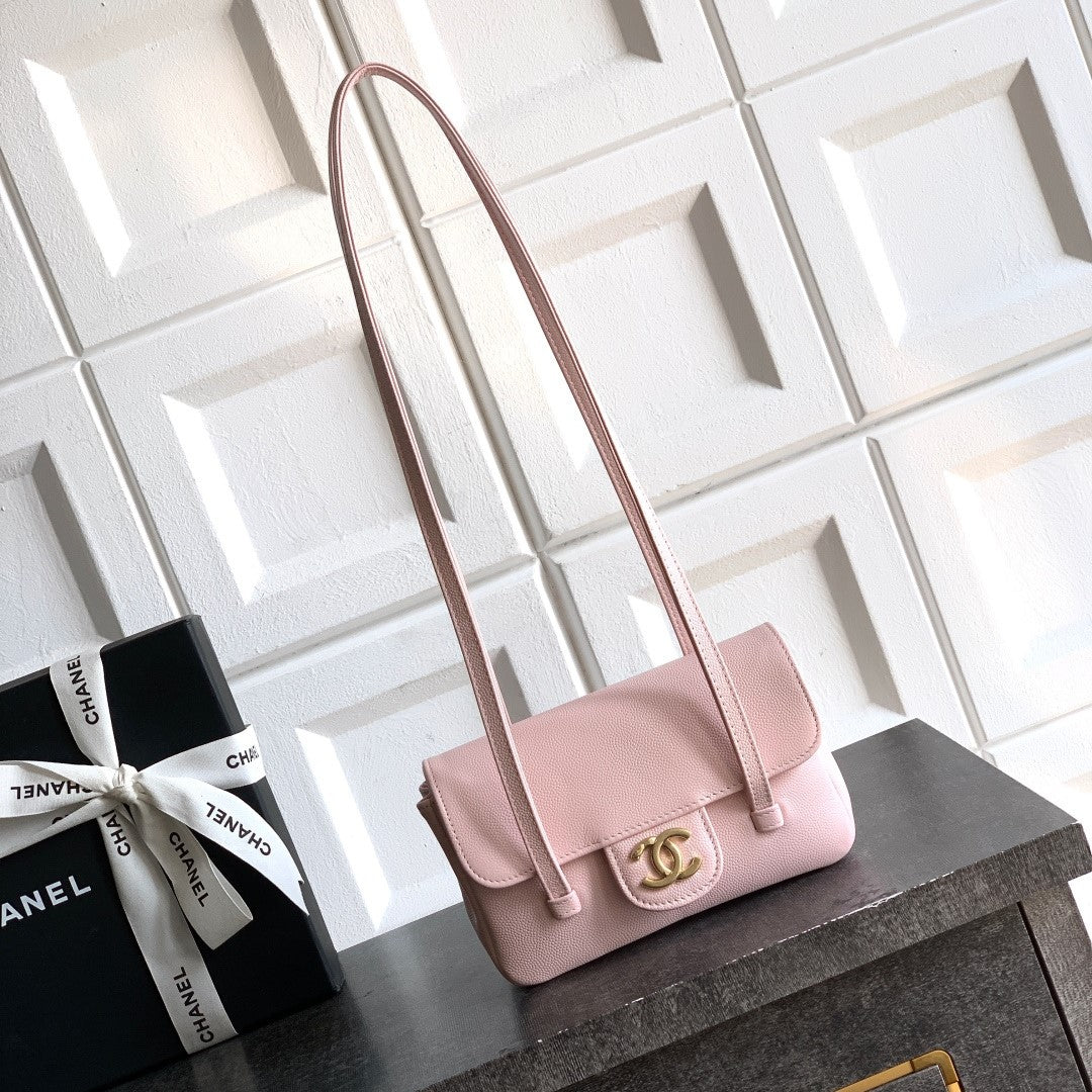 CC 26s Preppy Coco Bag 17cm Light Pink Caviar Leather GHW