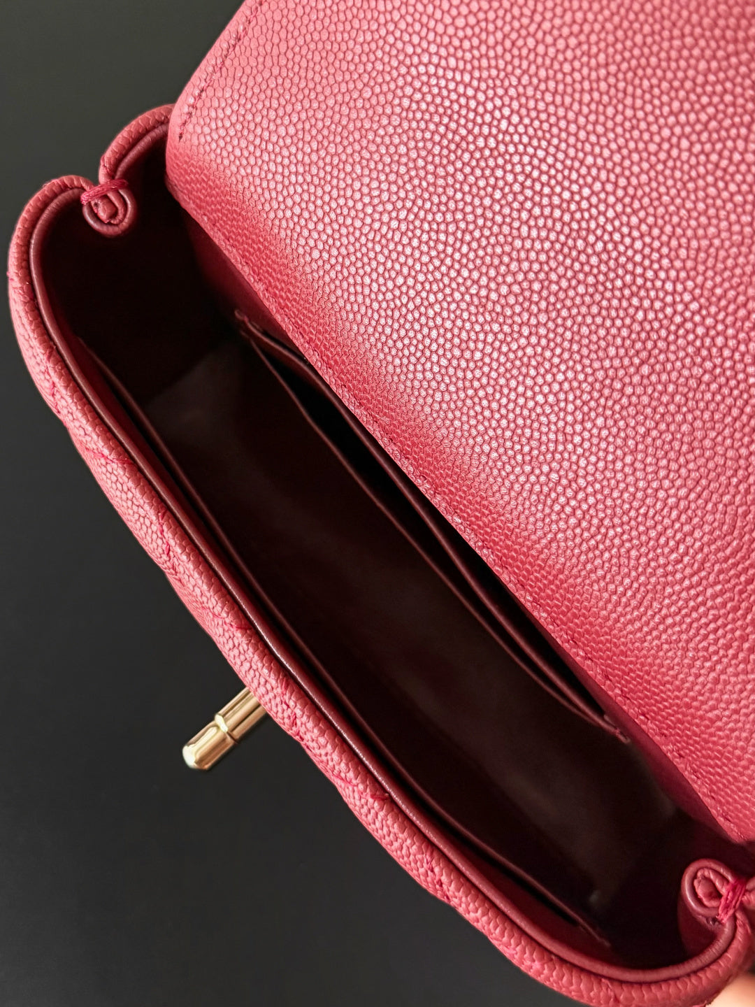 CC 26s Mini Flap Bag 14.5cm with Top Handle Burgundy Caviar Leather