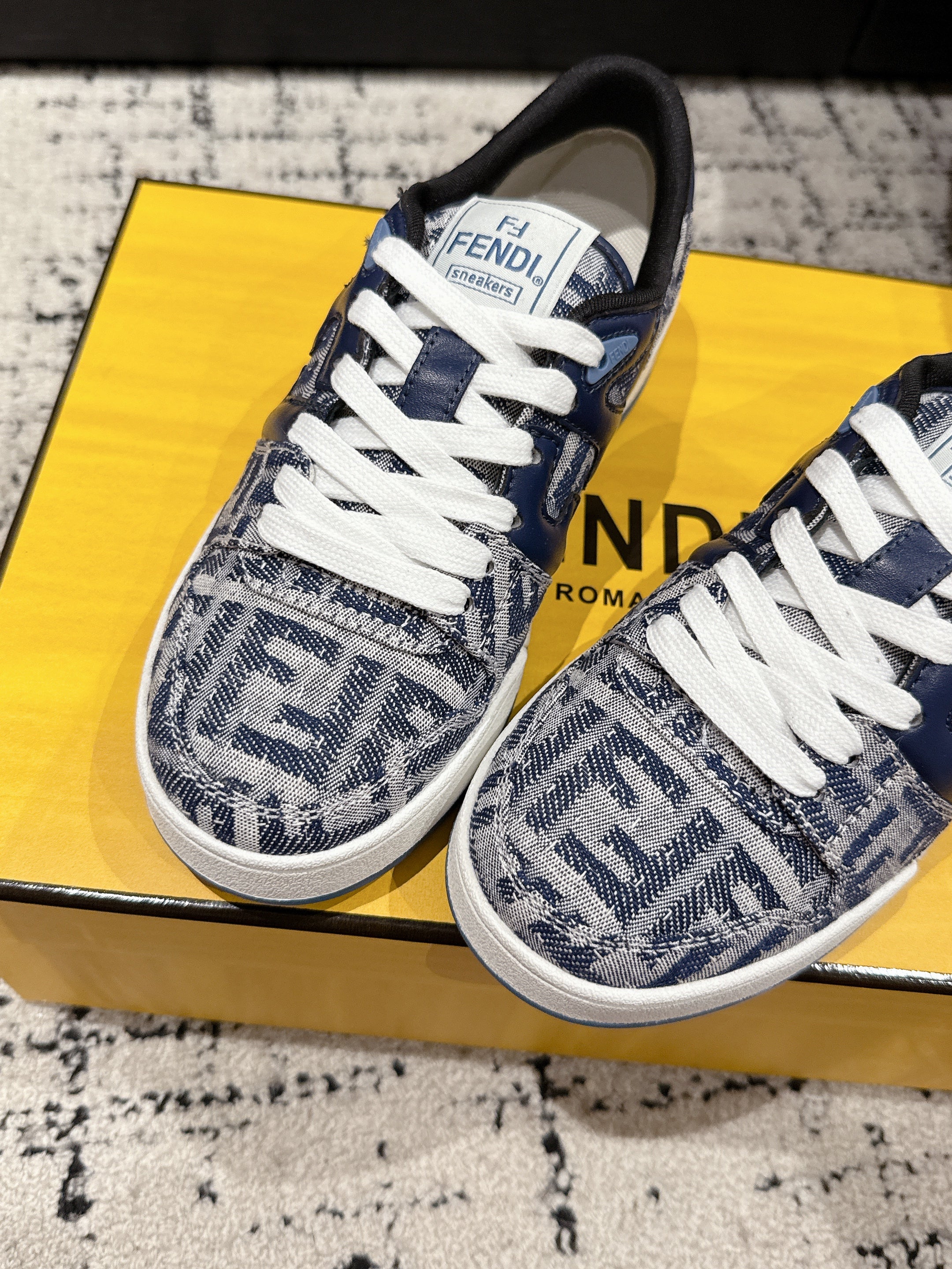 Fendi Match Trainers Blue Denim 679610