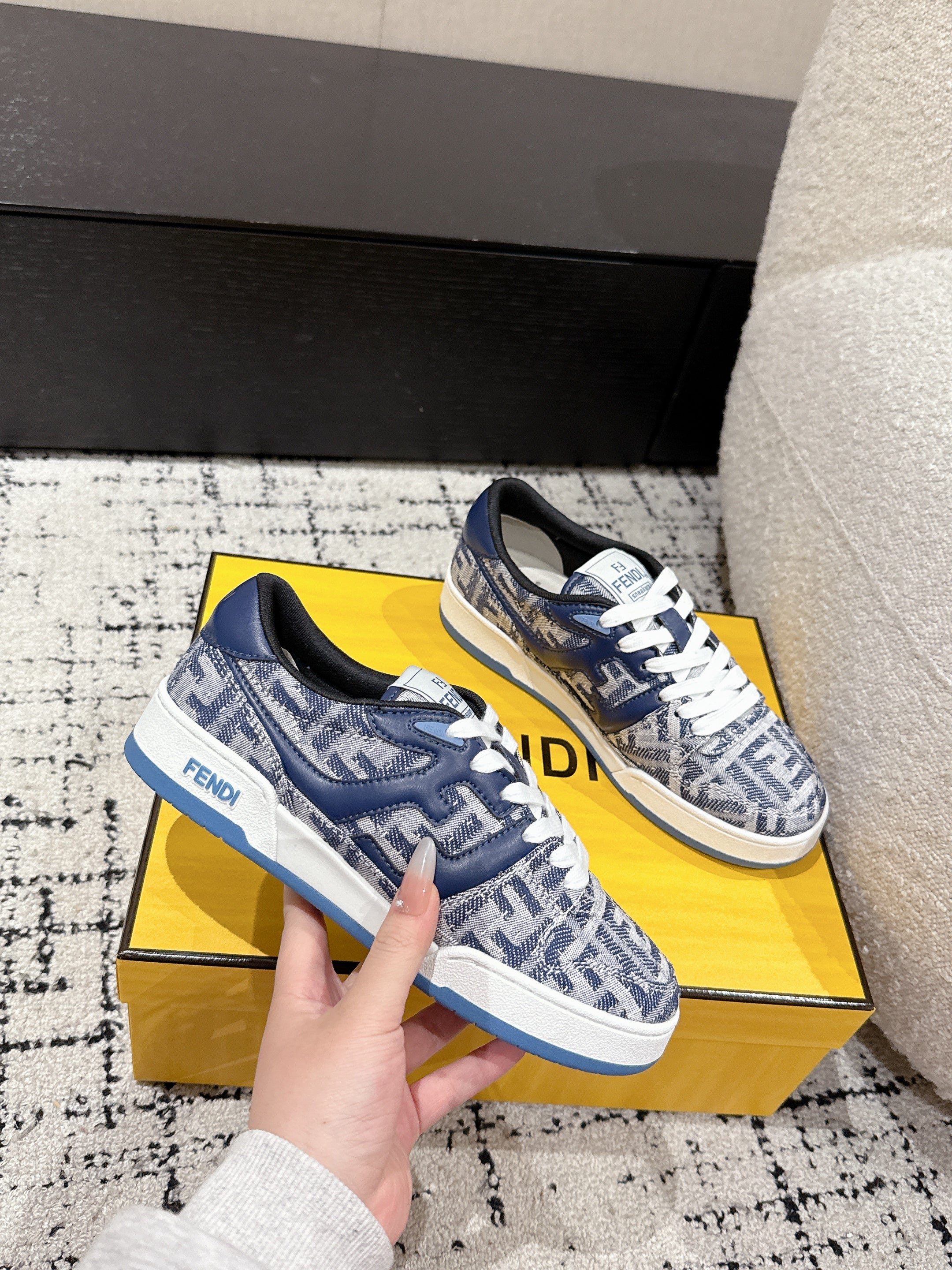 Fendi Match Trainers Blue Denim 679610