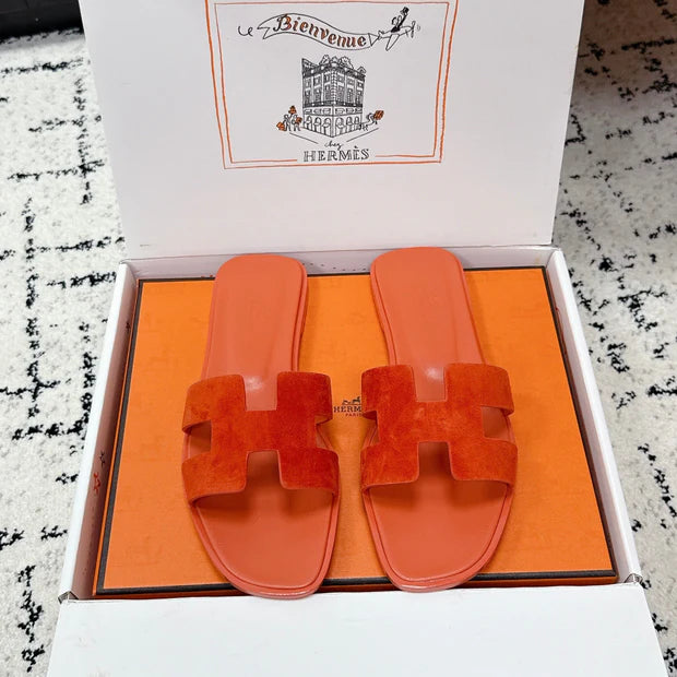 HM 26ss Oran Sandals Orange Suede Cowhide 617191