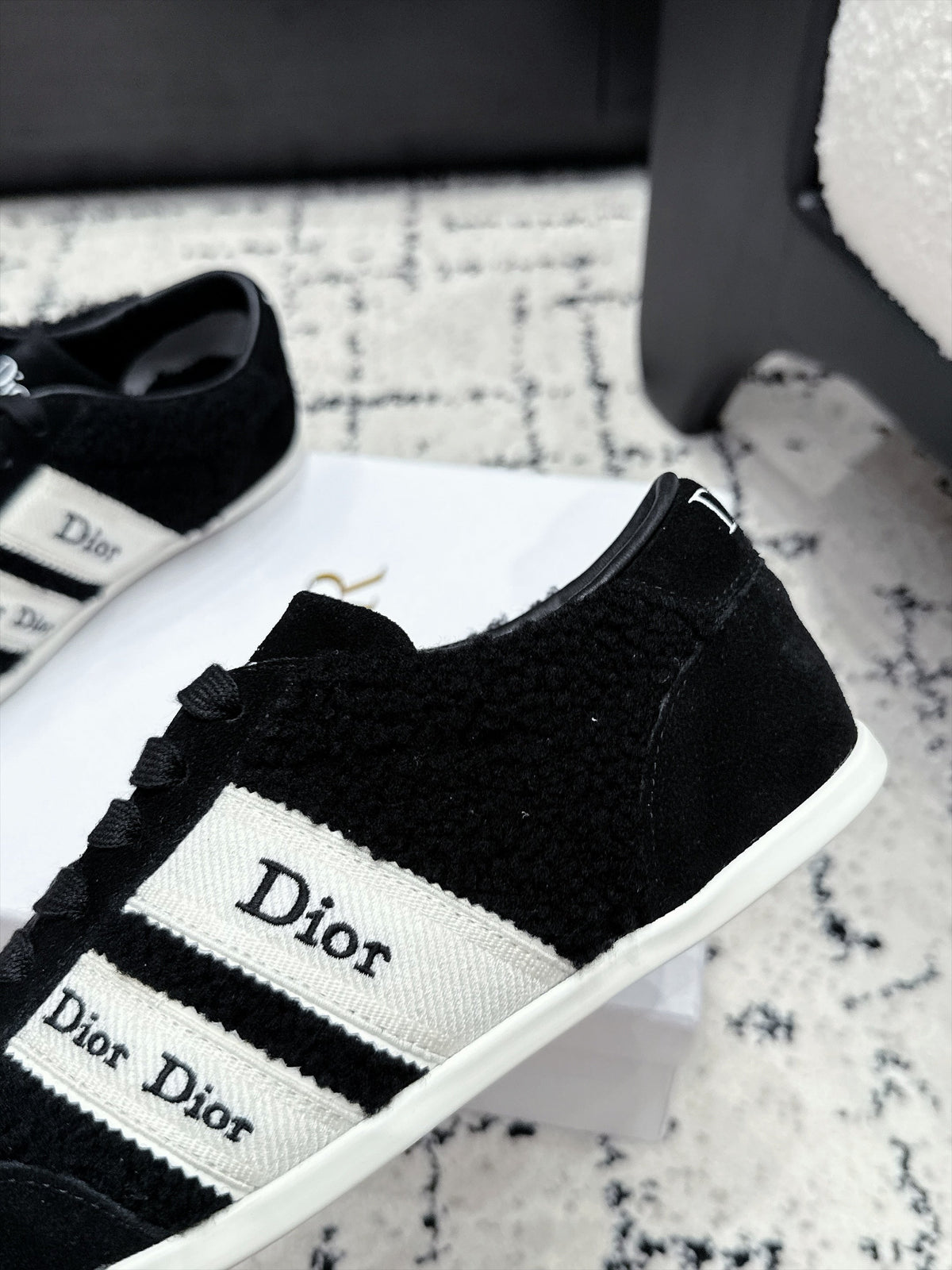 Dior 2026 Ribbon Sneakers Black Shearling 196776