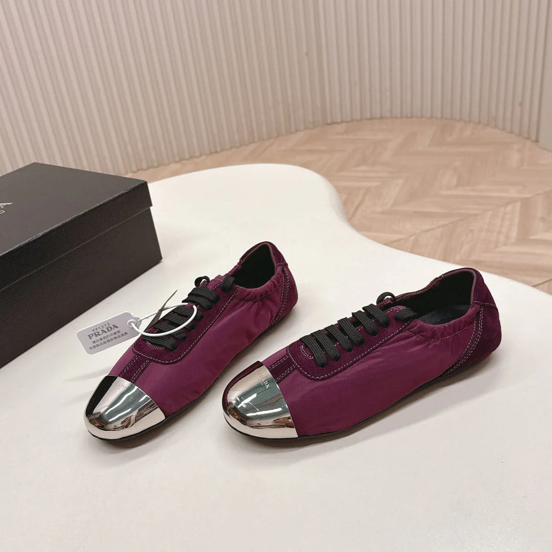 PRA 26S Mary Jane Wine Purple Sliver Canvas Suede 600625