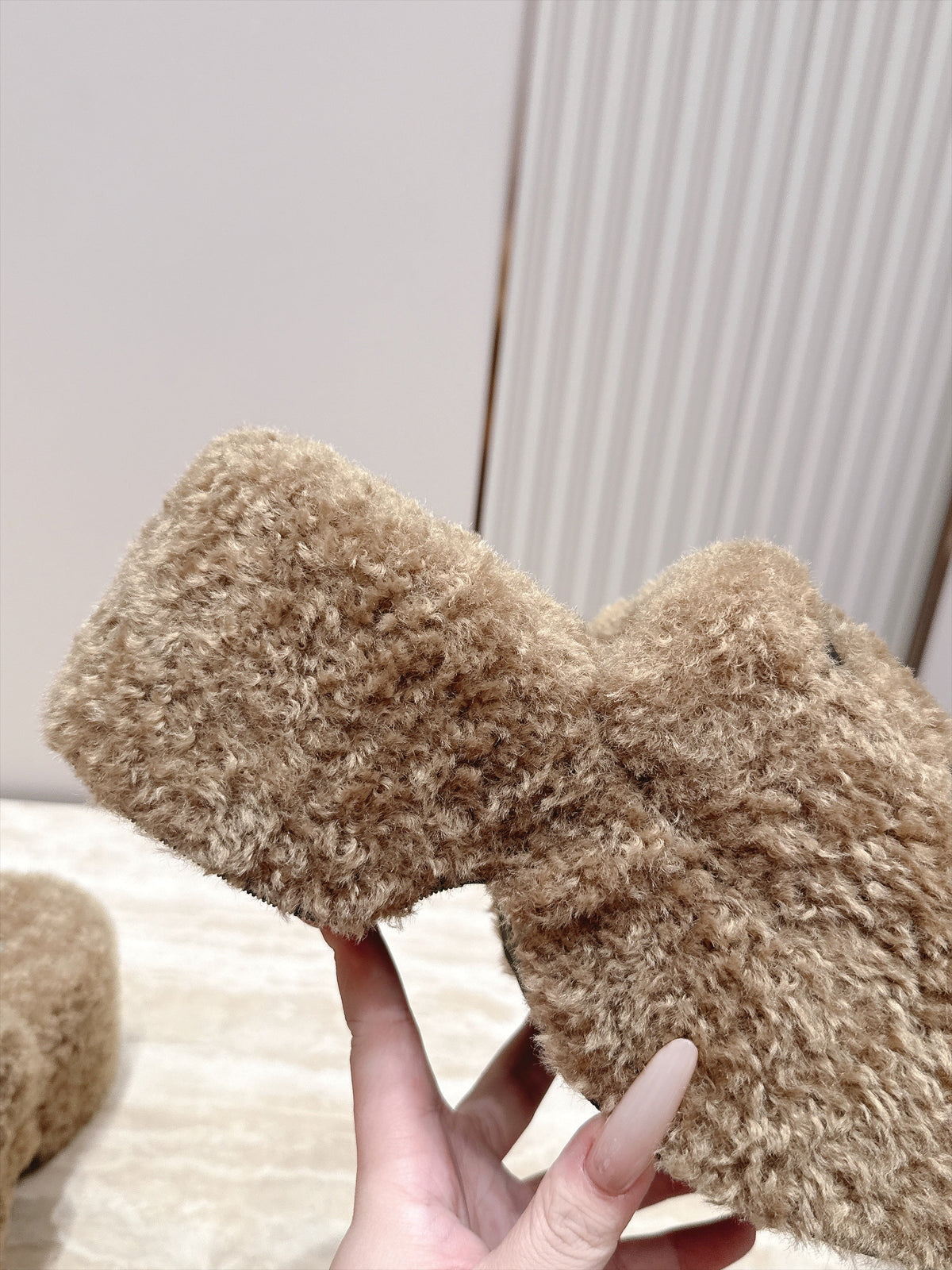 CC 26s Shearling Platform Slides Brown Black 121572