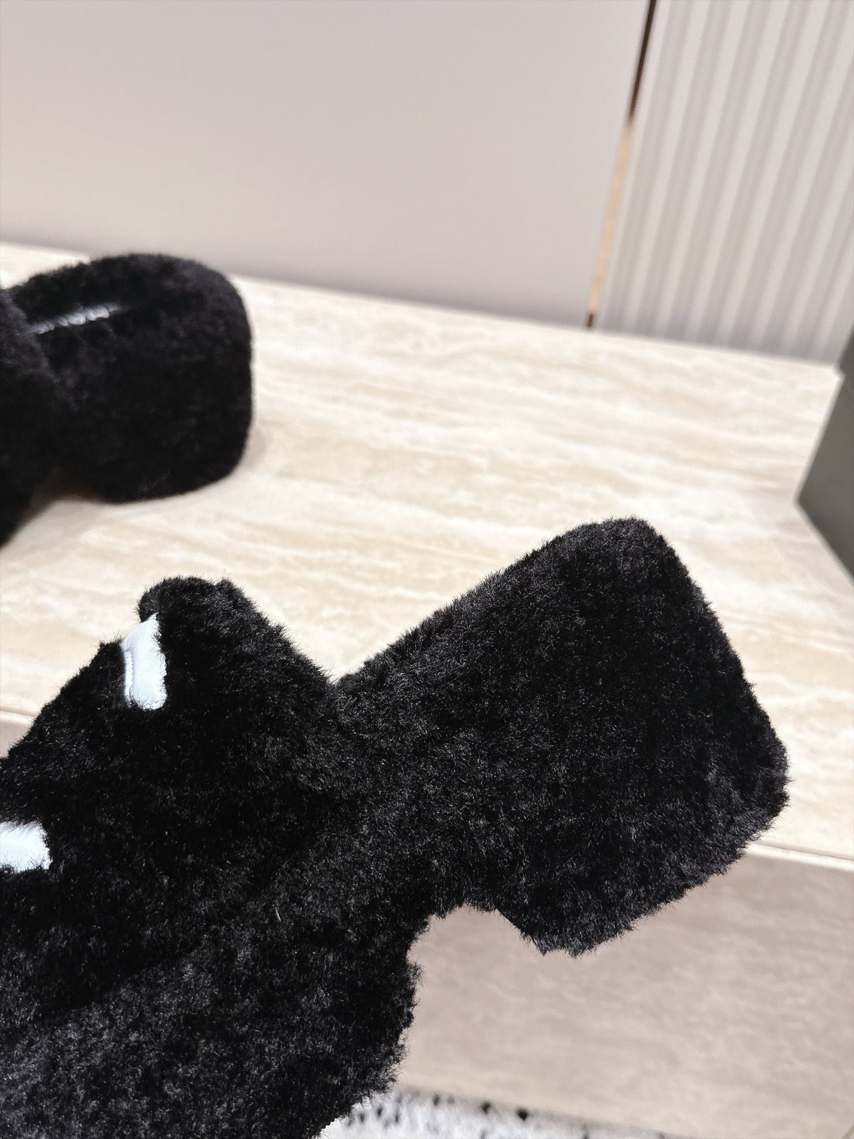 CC 26s Shearling Platform Slides Black White 121574