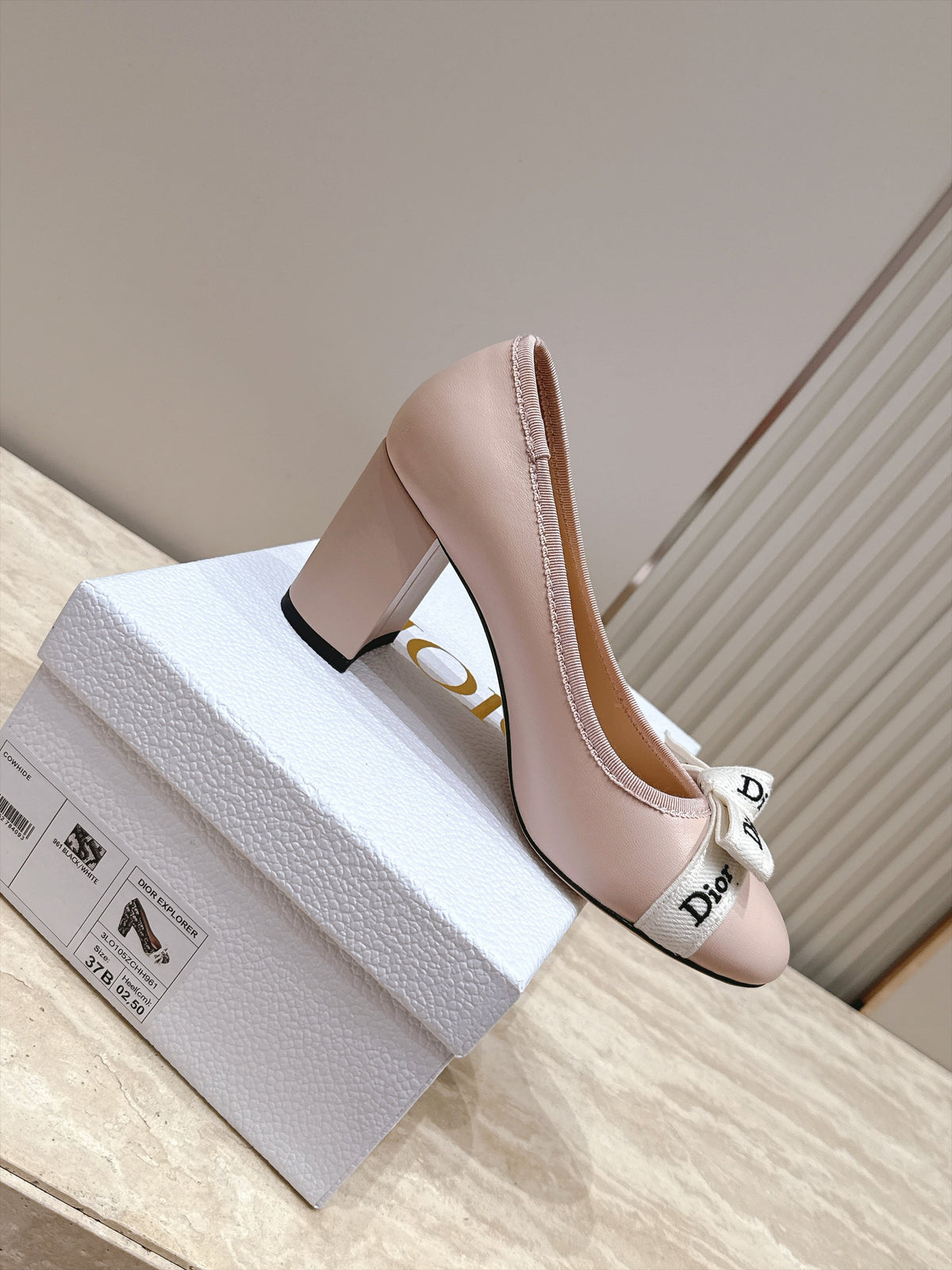 CD 26s Block Heel Pumps 7cm Pink Leather 121651