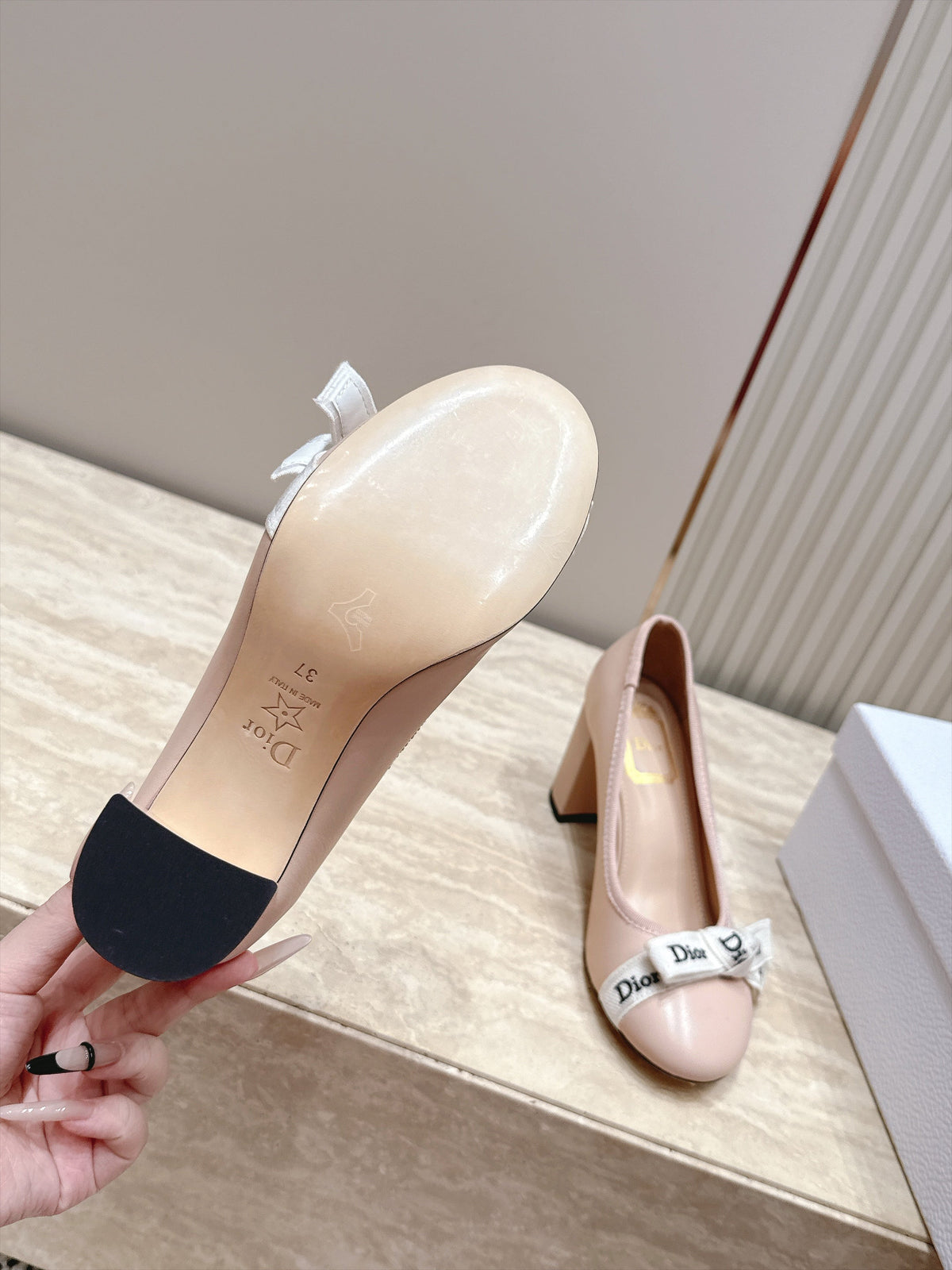 CD 26s Block Heel Pumps 7cm Pink Leather 121651