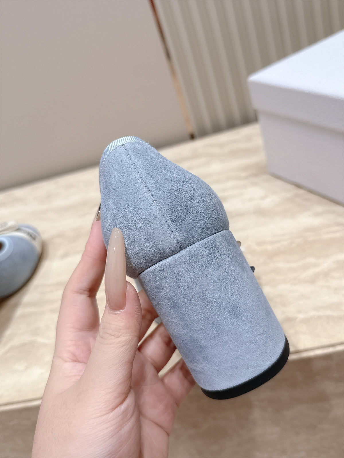 CD 26s Block Heel Pumps 7cm Denim Blue Suede 121653