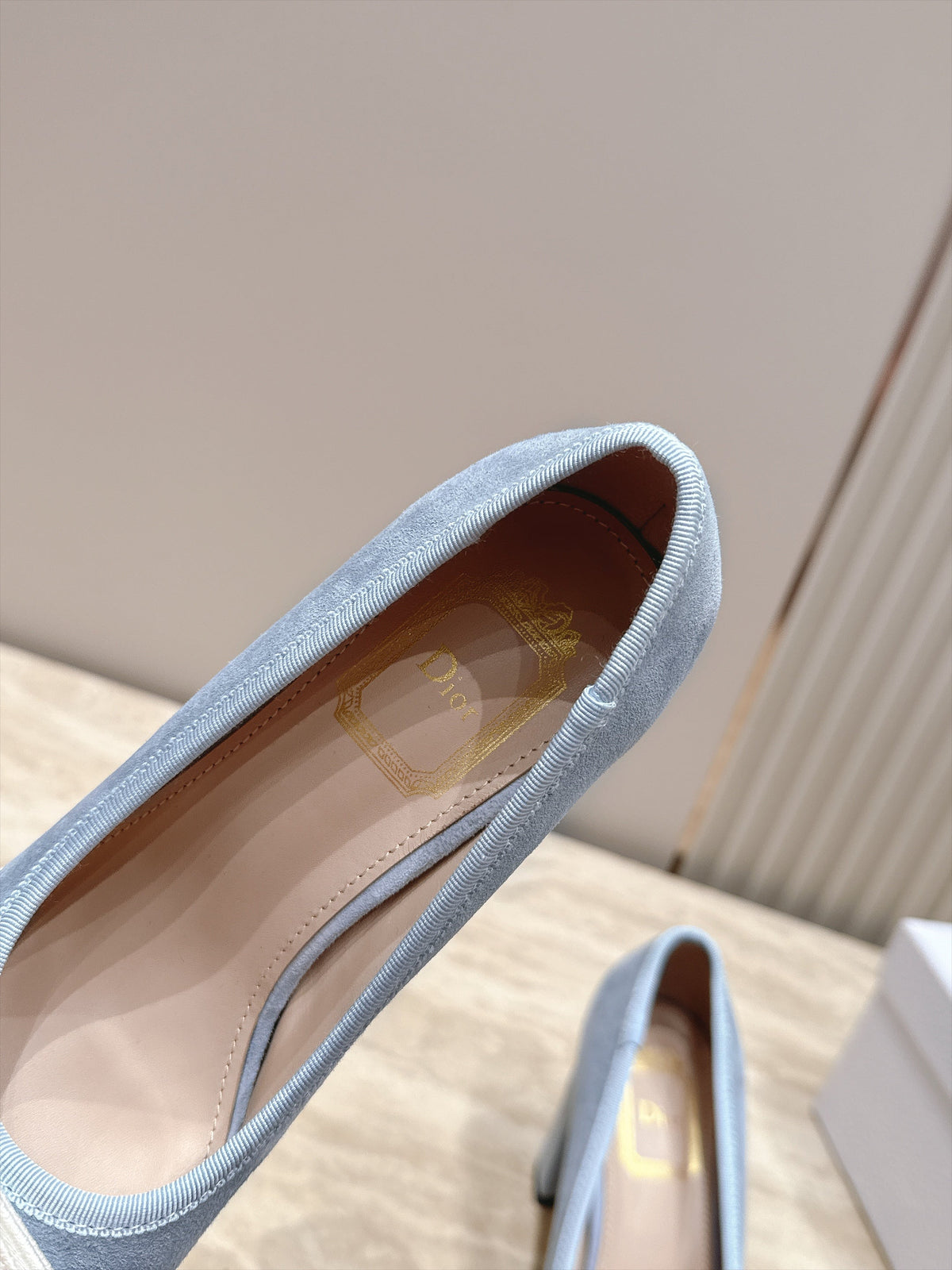 CD 26s Block Heel Pumps 7cm Denim Blue Suede 121653