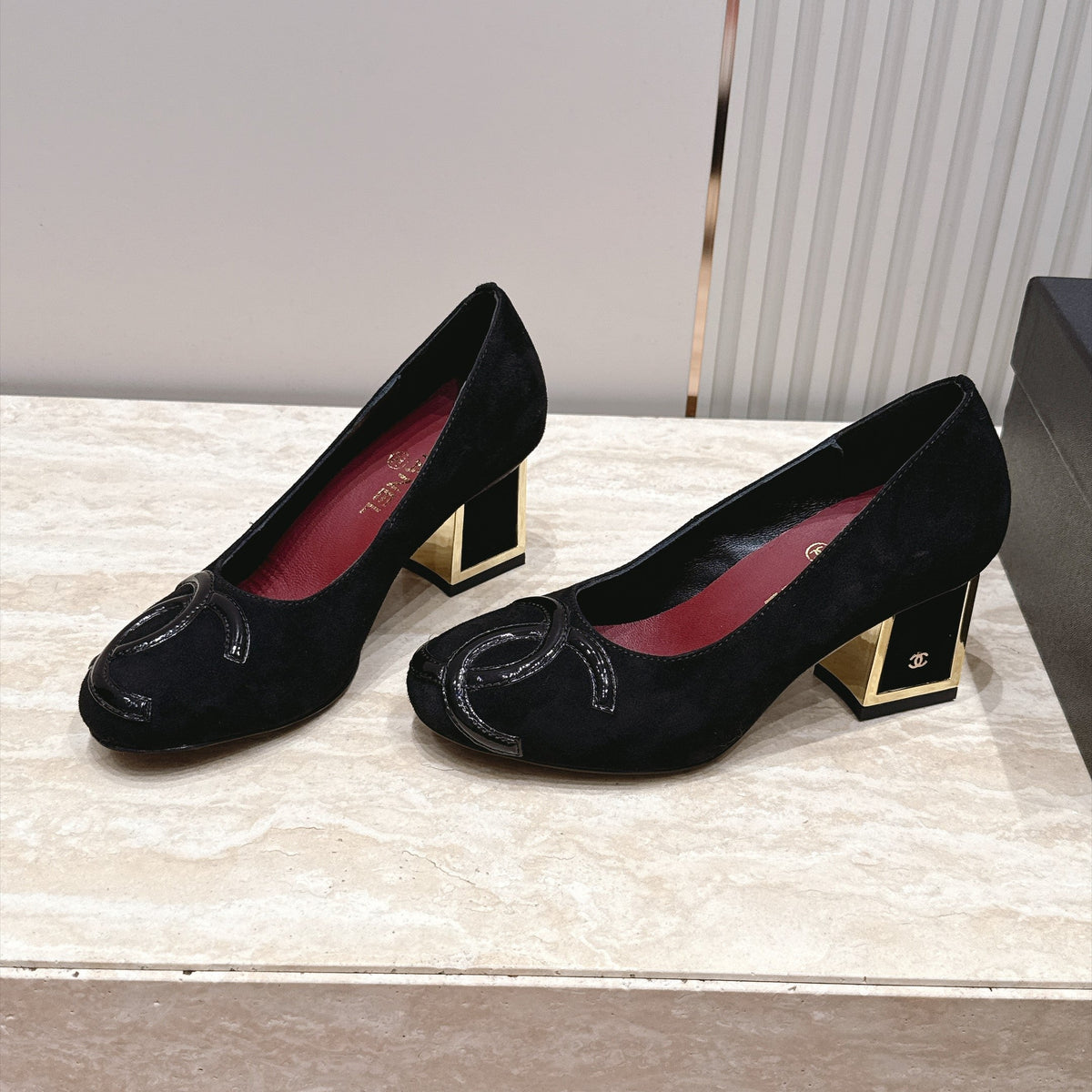 CC 26s Block Heel Pumps 6cm Black 121624