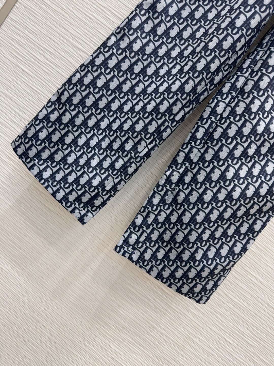 CD 2025 Monogram Straight Trouser Blue Grey Polyester